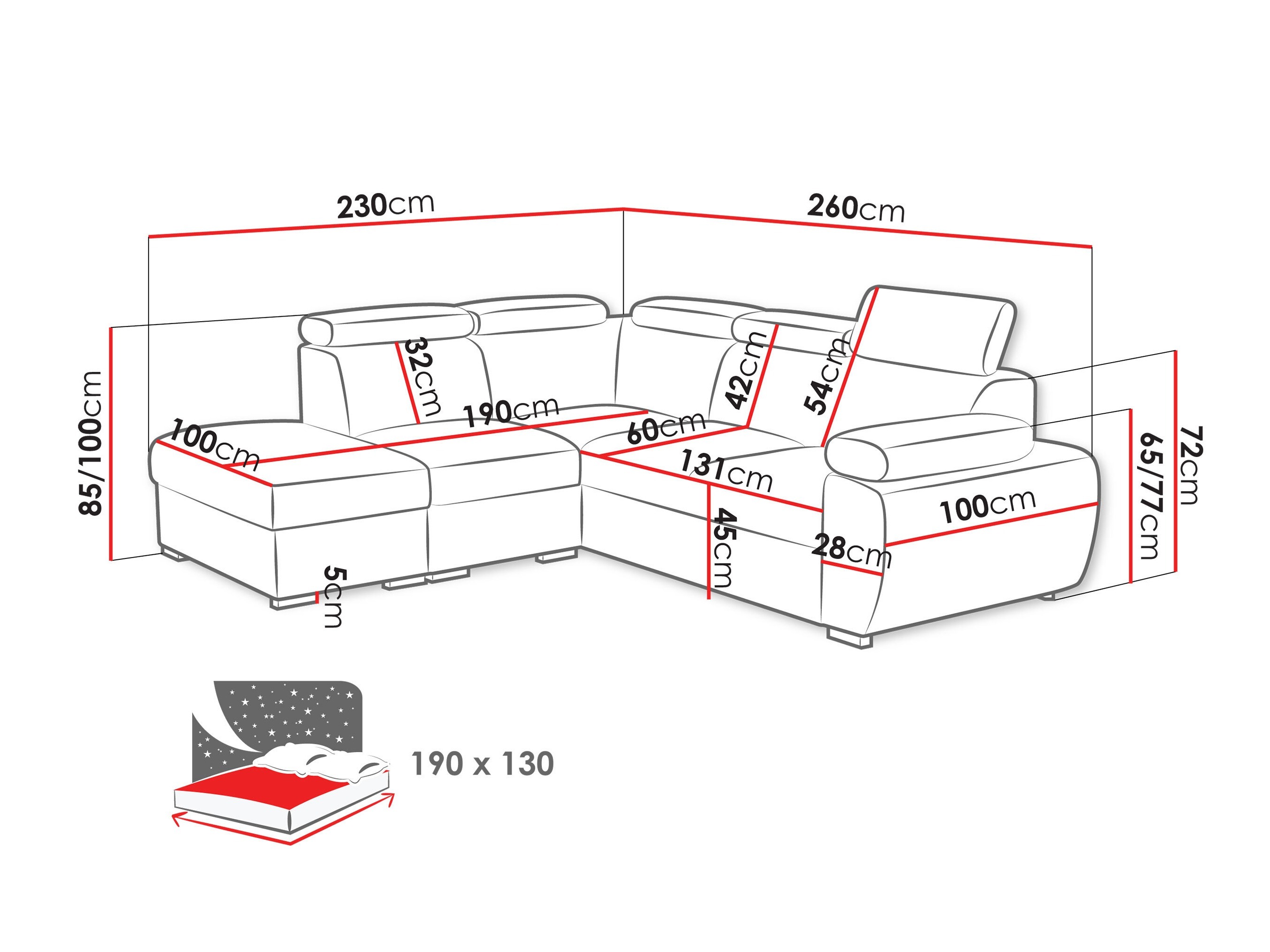 Corner sofa Columbus 228 (Flow 09)