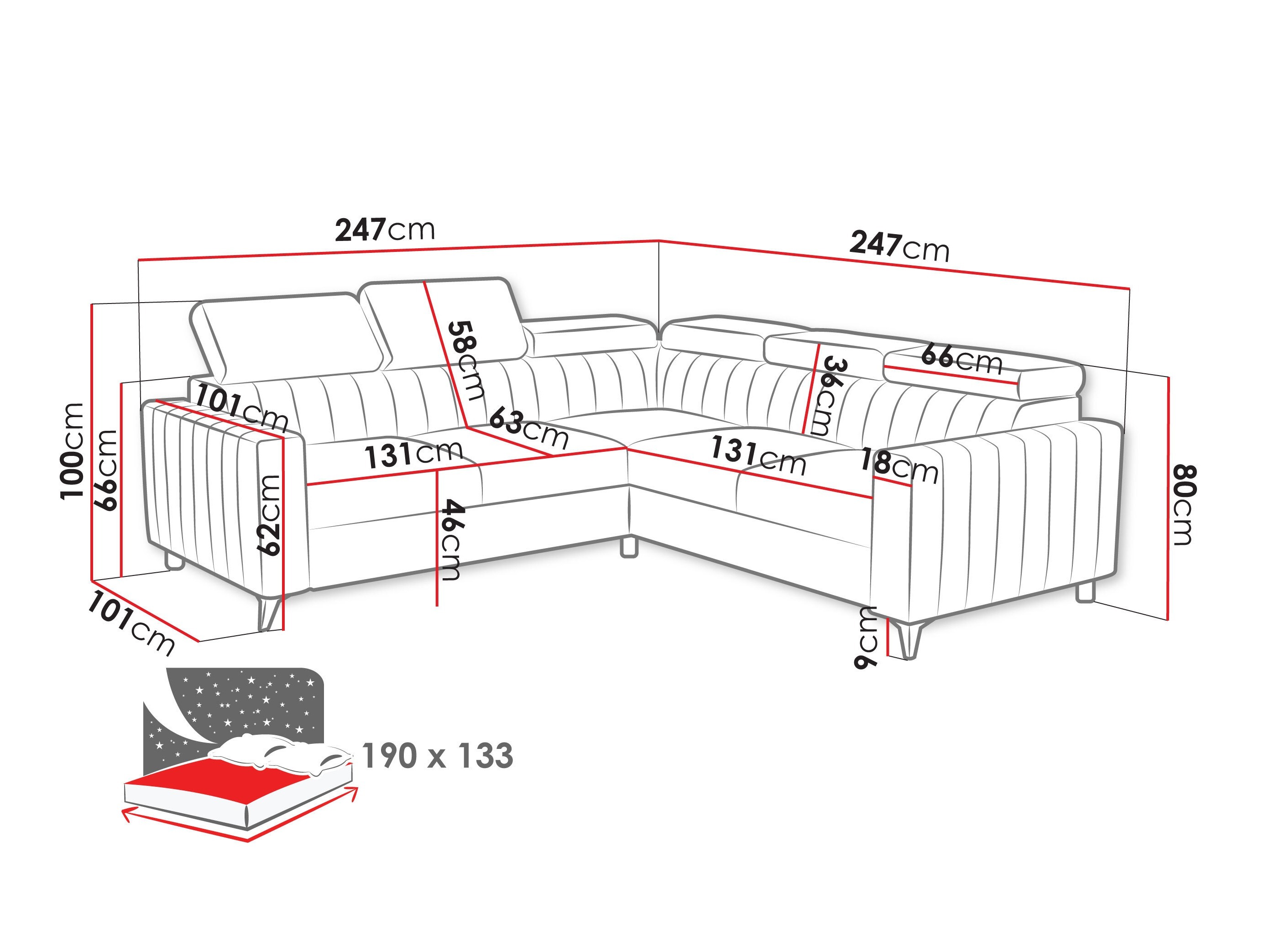 Corner sofa Columbus 201 (Velluto 18)