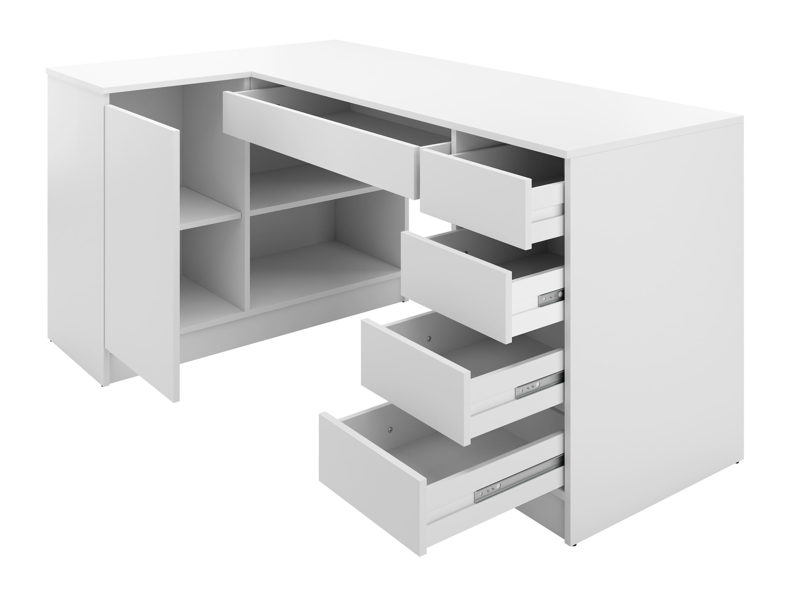 Corner desk Comfivo Terros III (Glossy white + White)