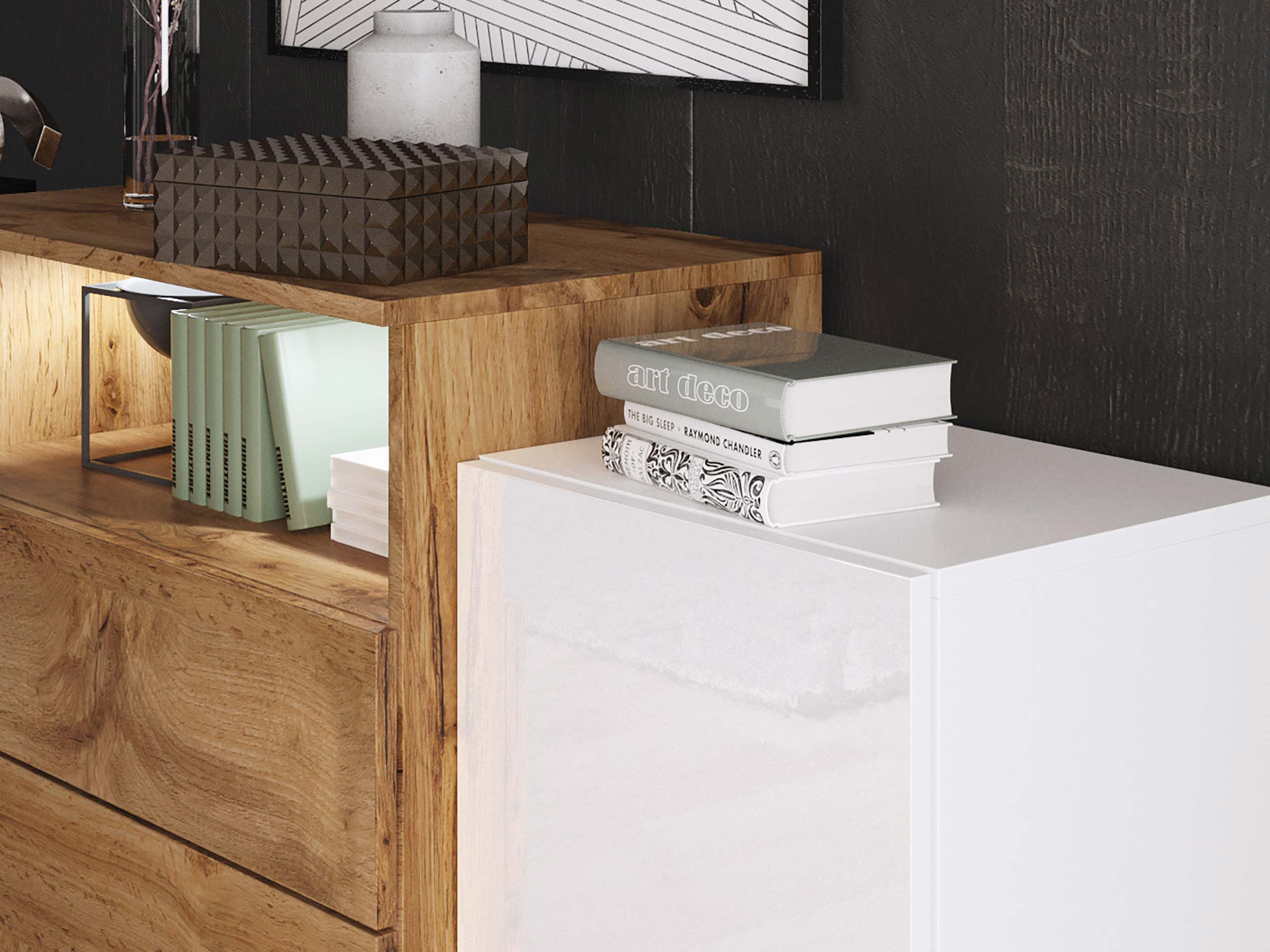 Chest of drawers Sarasota 127 (Matera grey + Chestnut)