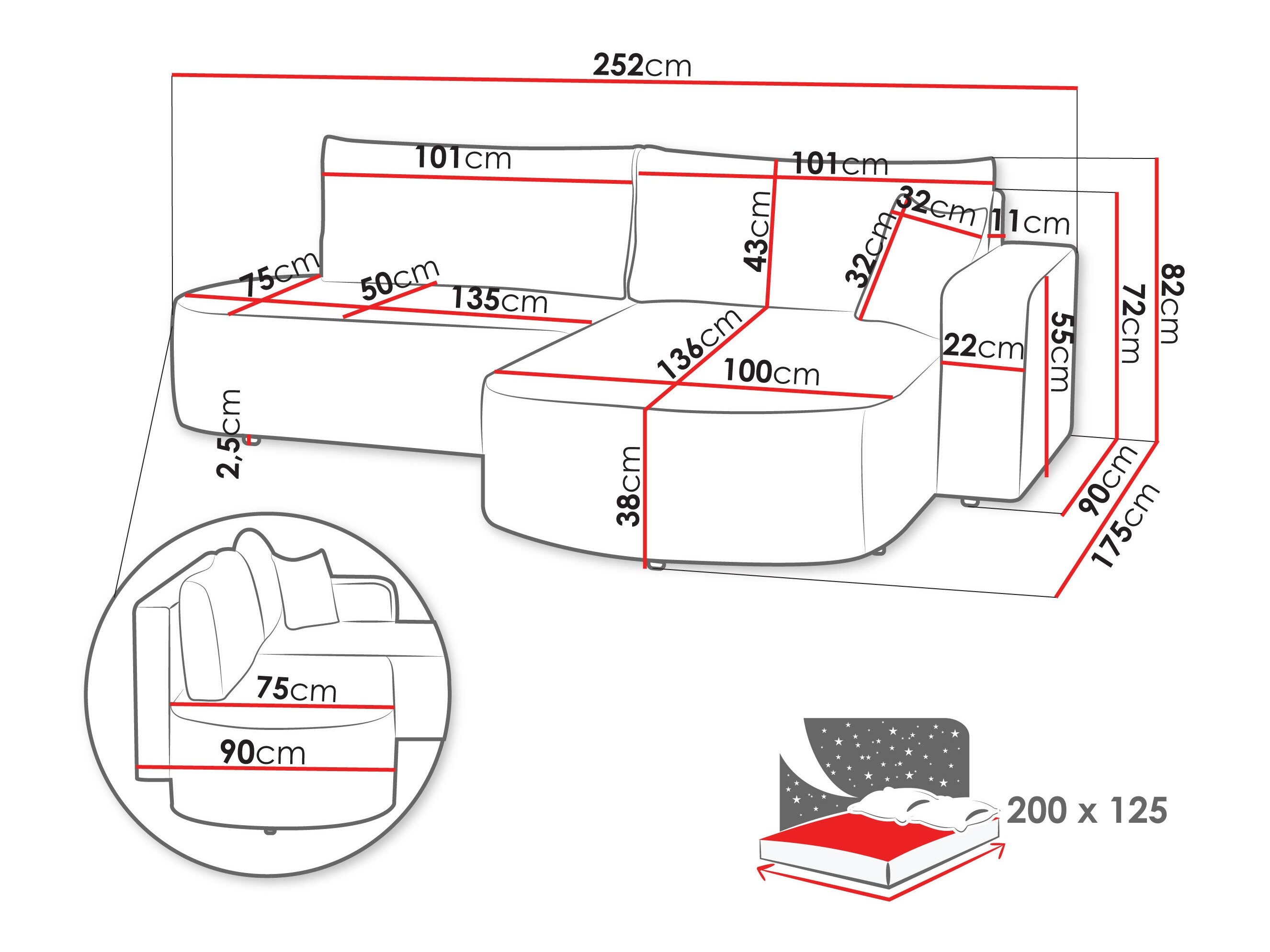 Corner sofa TrendyNest Infa (Margo 227.09)