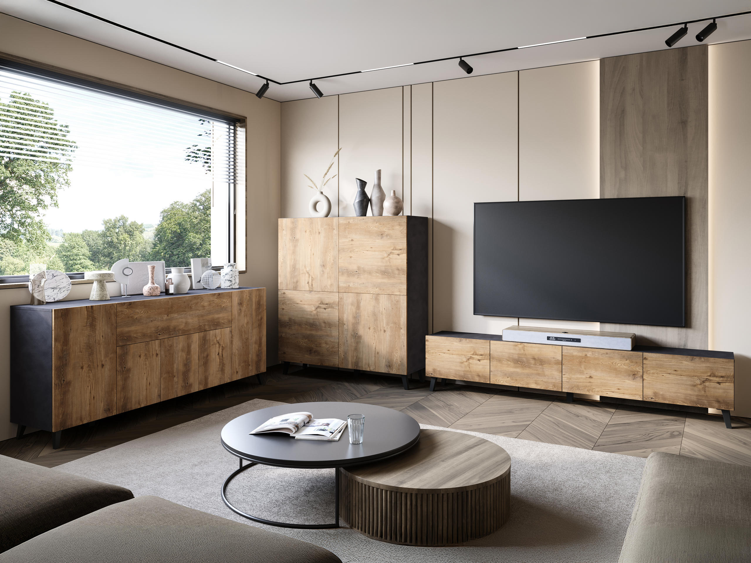 Sideboard Levtive 100 (Matera grey + Chestnut)