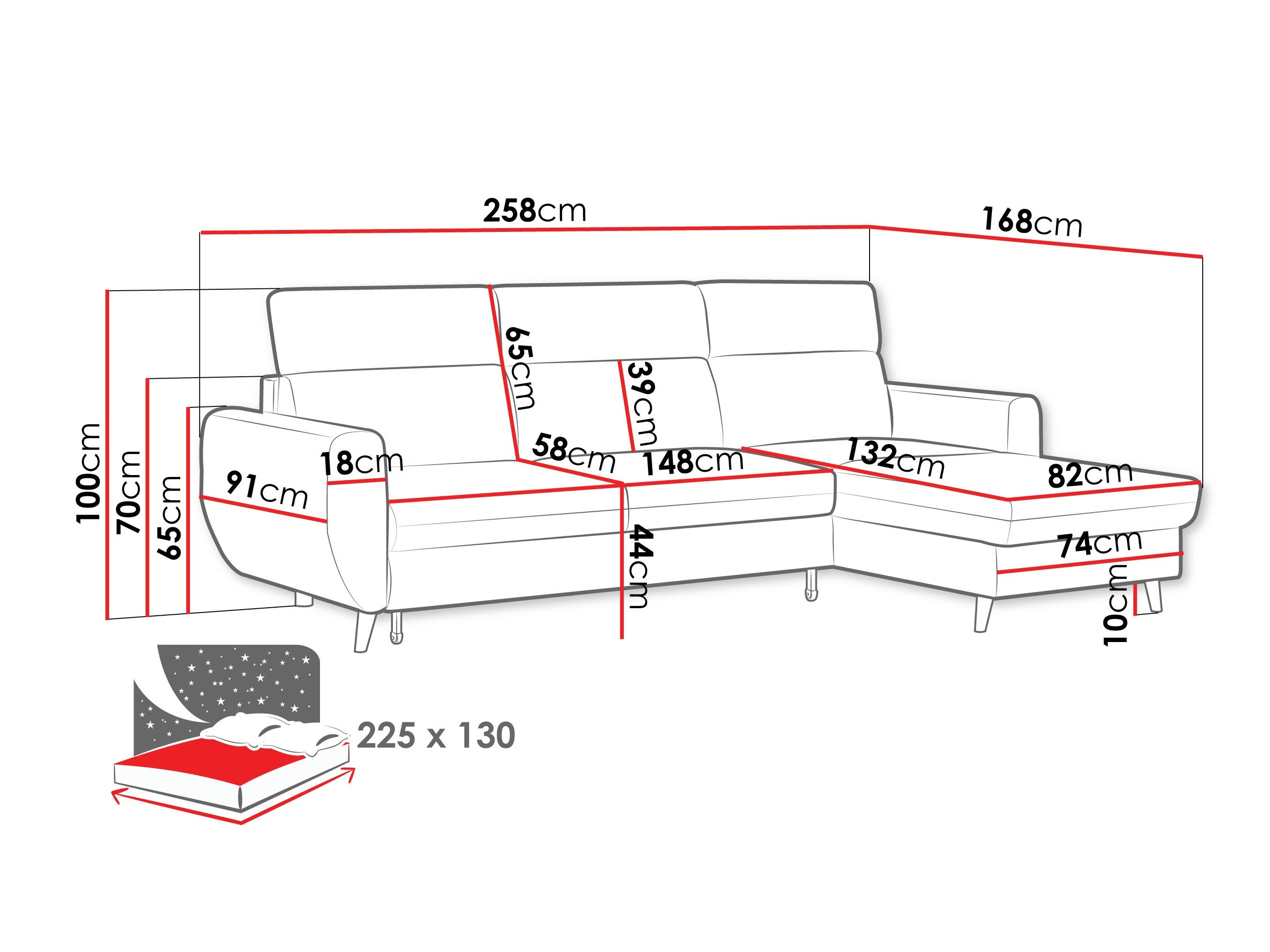 Corner sofa Temple 132 (Cruz 79)