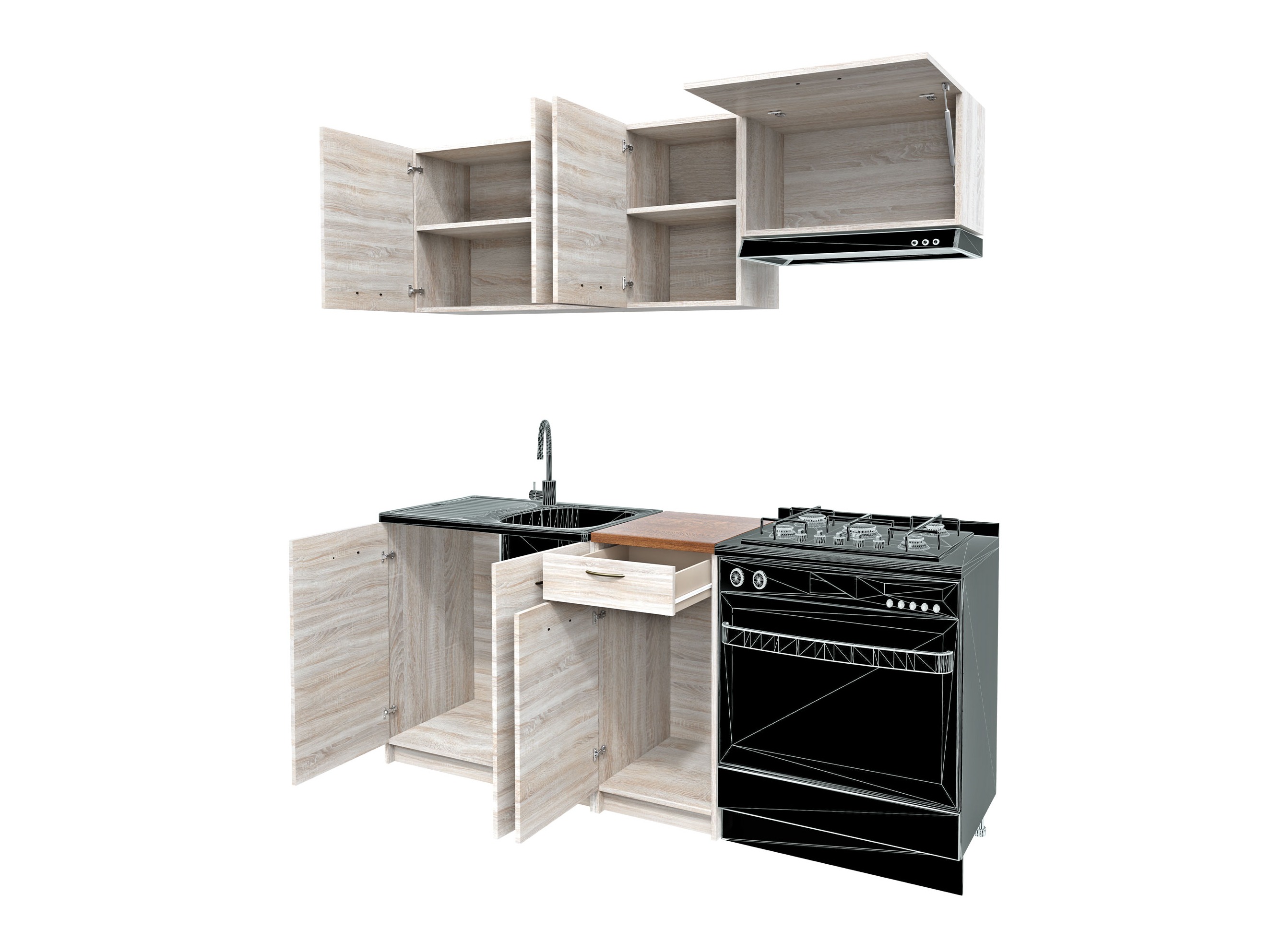Kitchen set Ota (Walnut + Black)