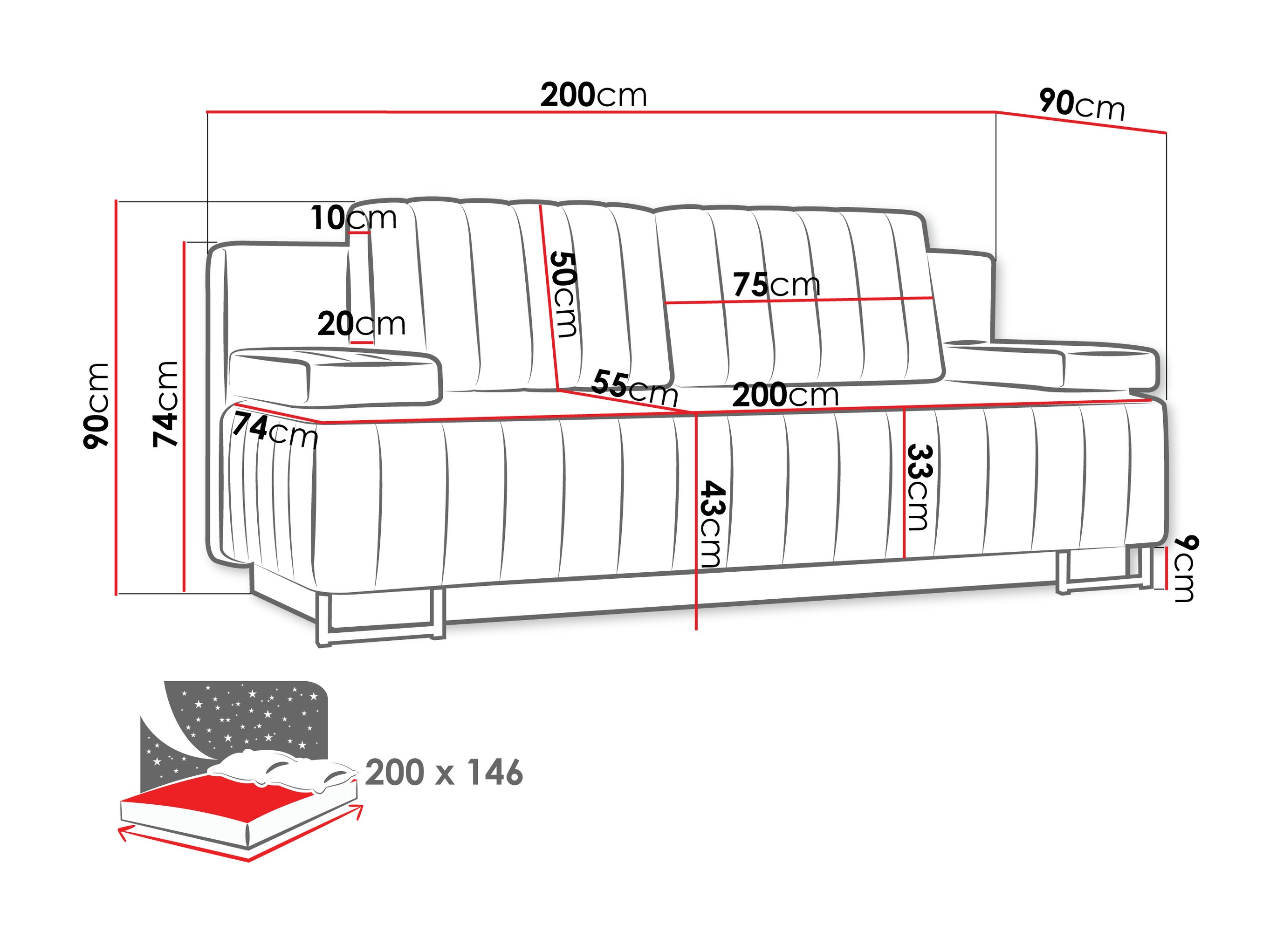 Sofa bed Columbus 152 (Lux 06)