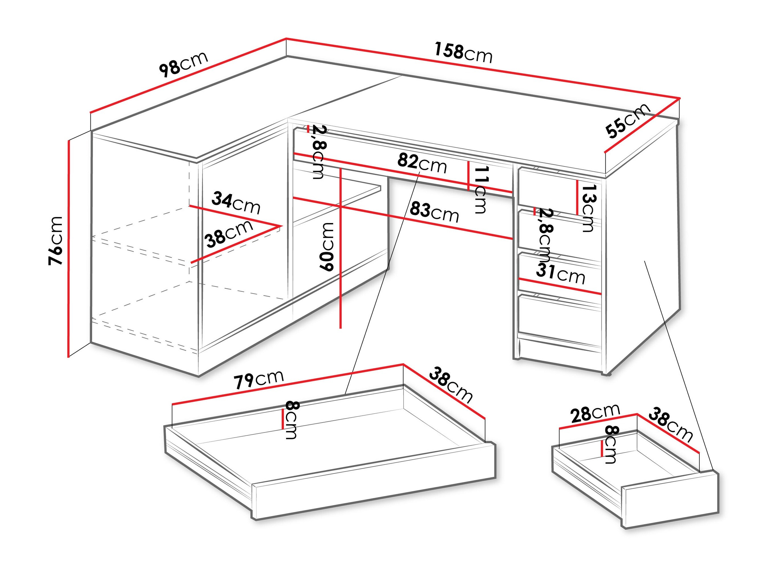 Corner desk Comfivo Terros III (Anthracite)
