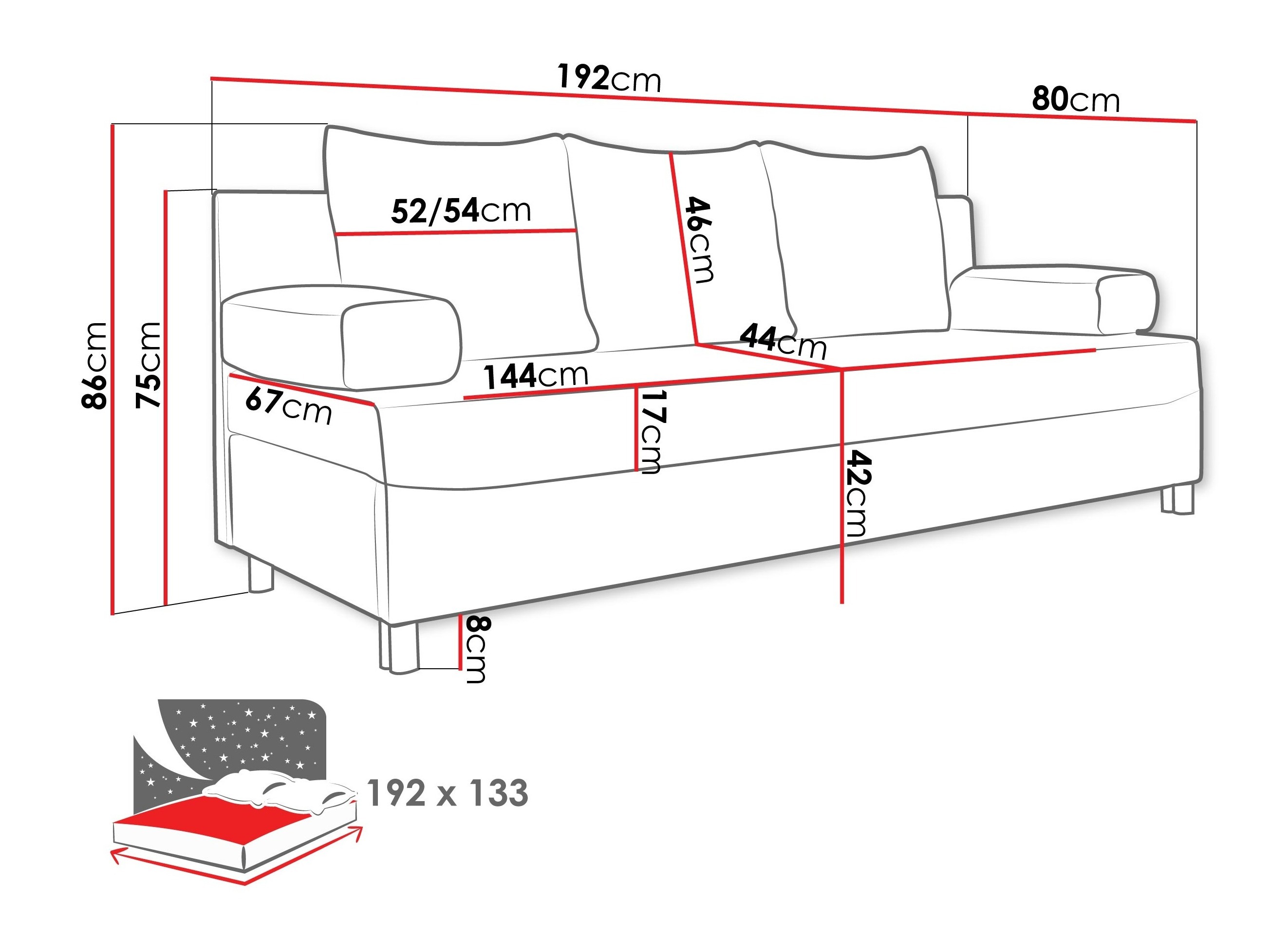 Sofa bed Comfivo Artes (Poso 100)