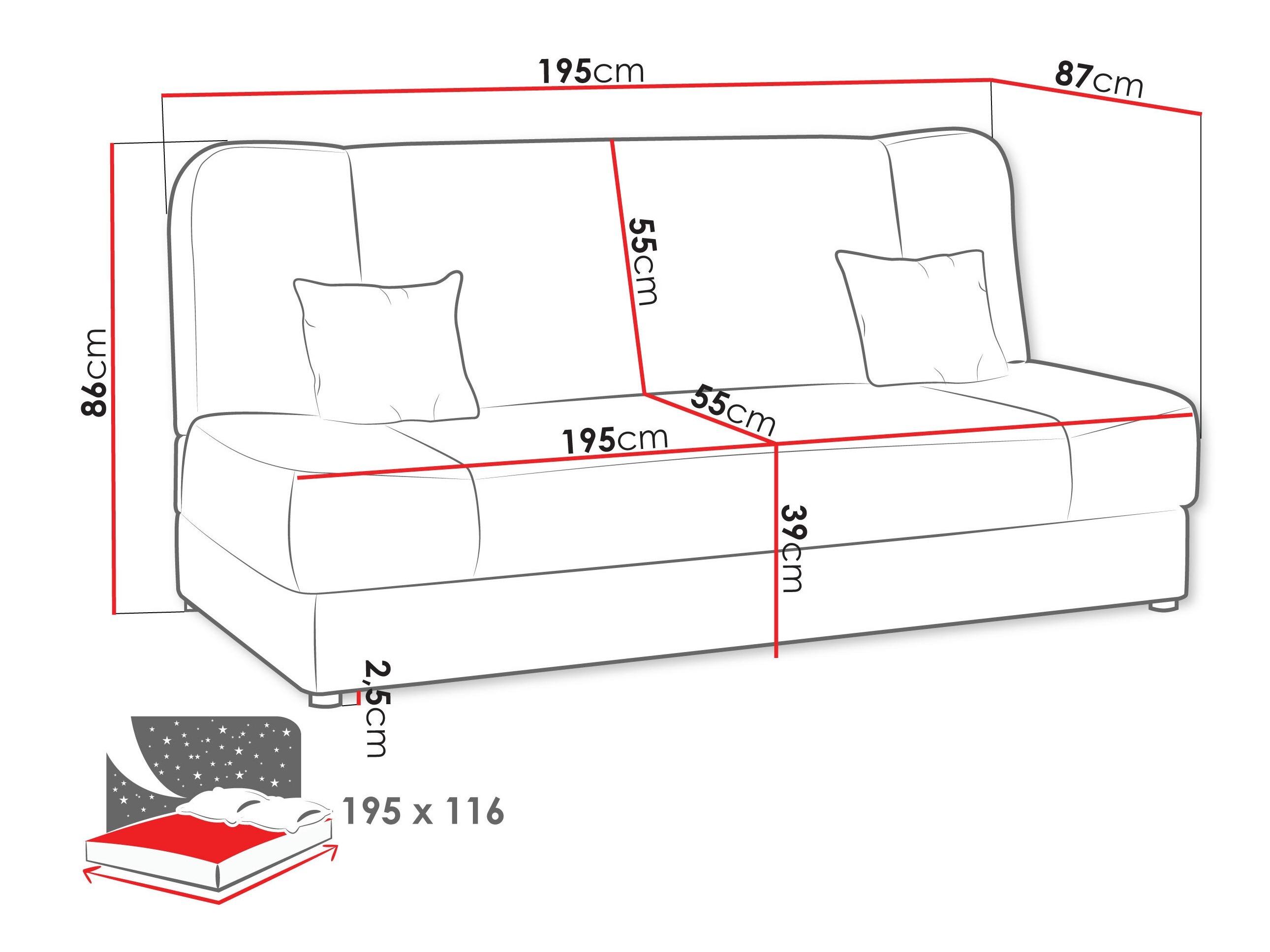 Sofa bed Comfivo Cera III (Poso 110)