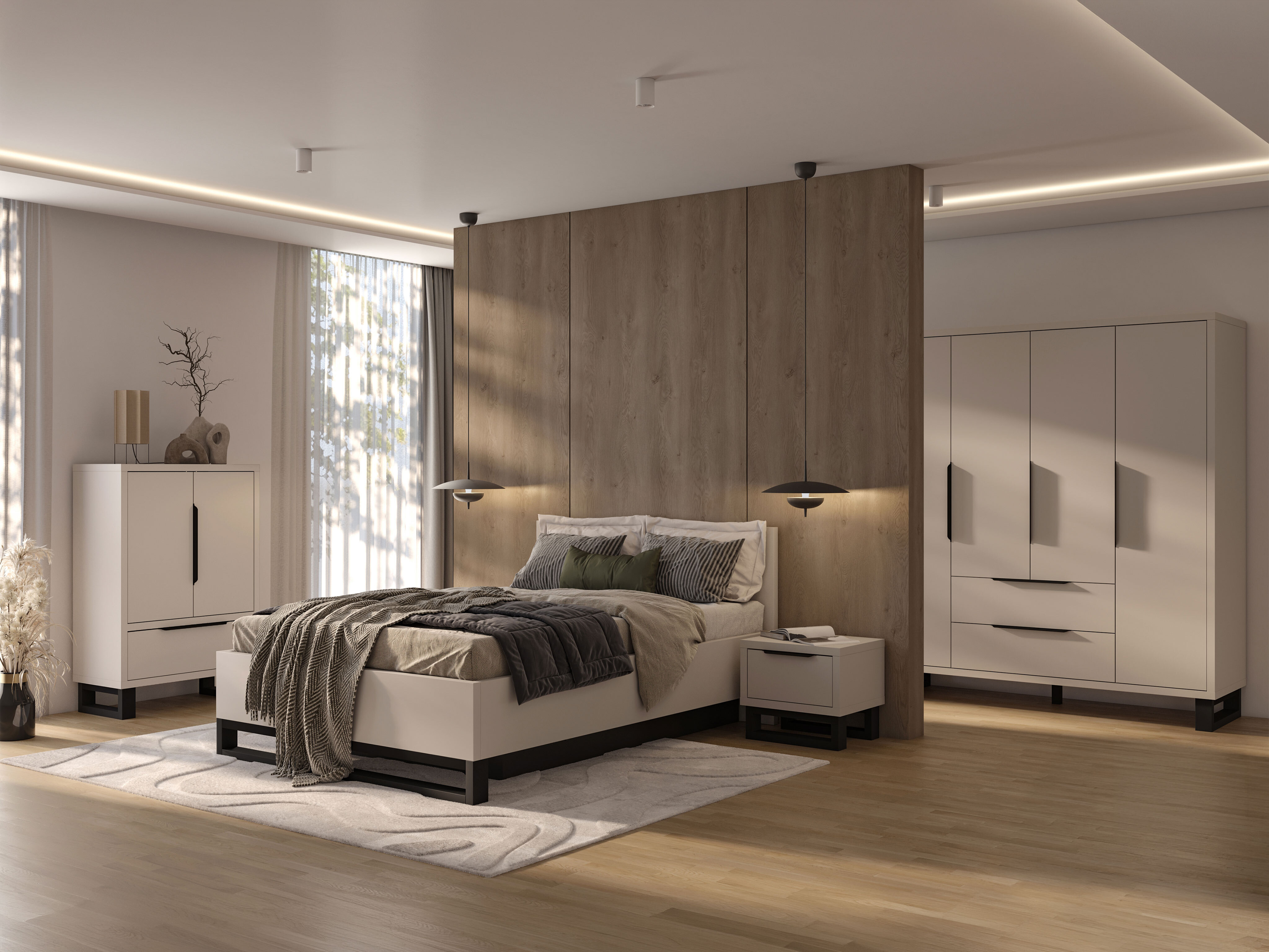 Chest of drawers Avicavu 128 (Cashmere + Black)
