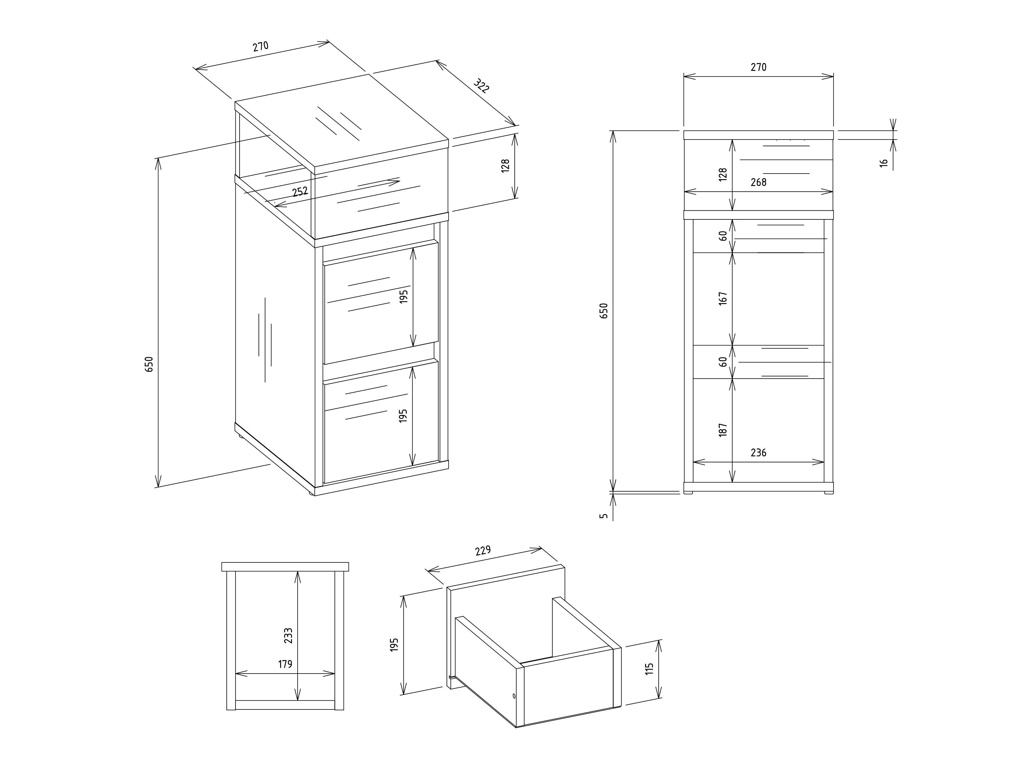 Bedside table Mandeville 373 (Artisan oak)