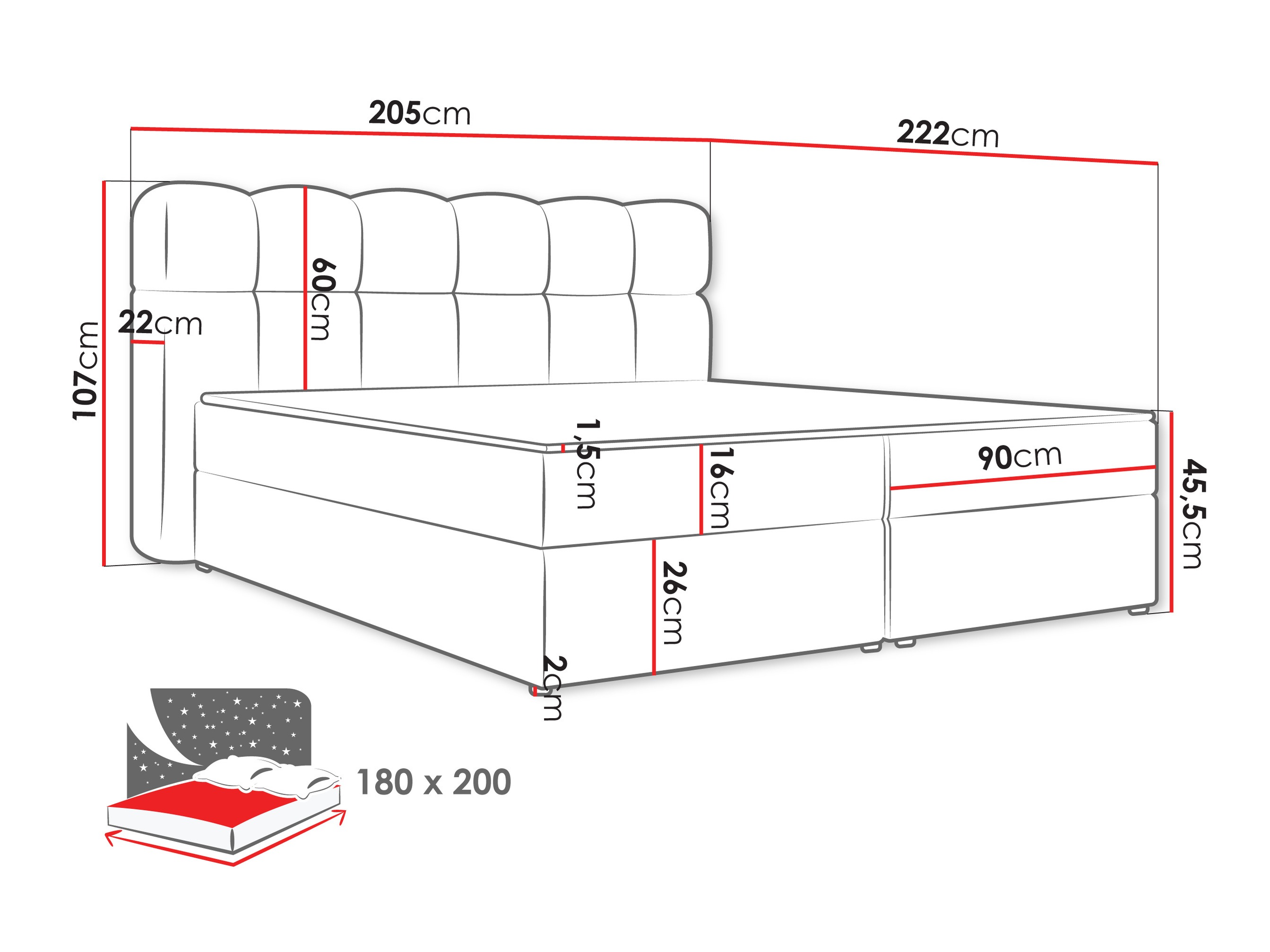 Continental bed Stonecrest 113 (Lambi 03)