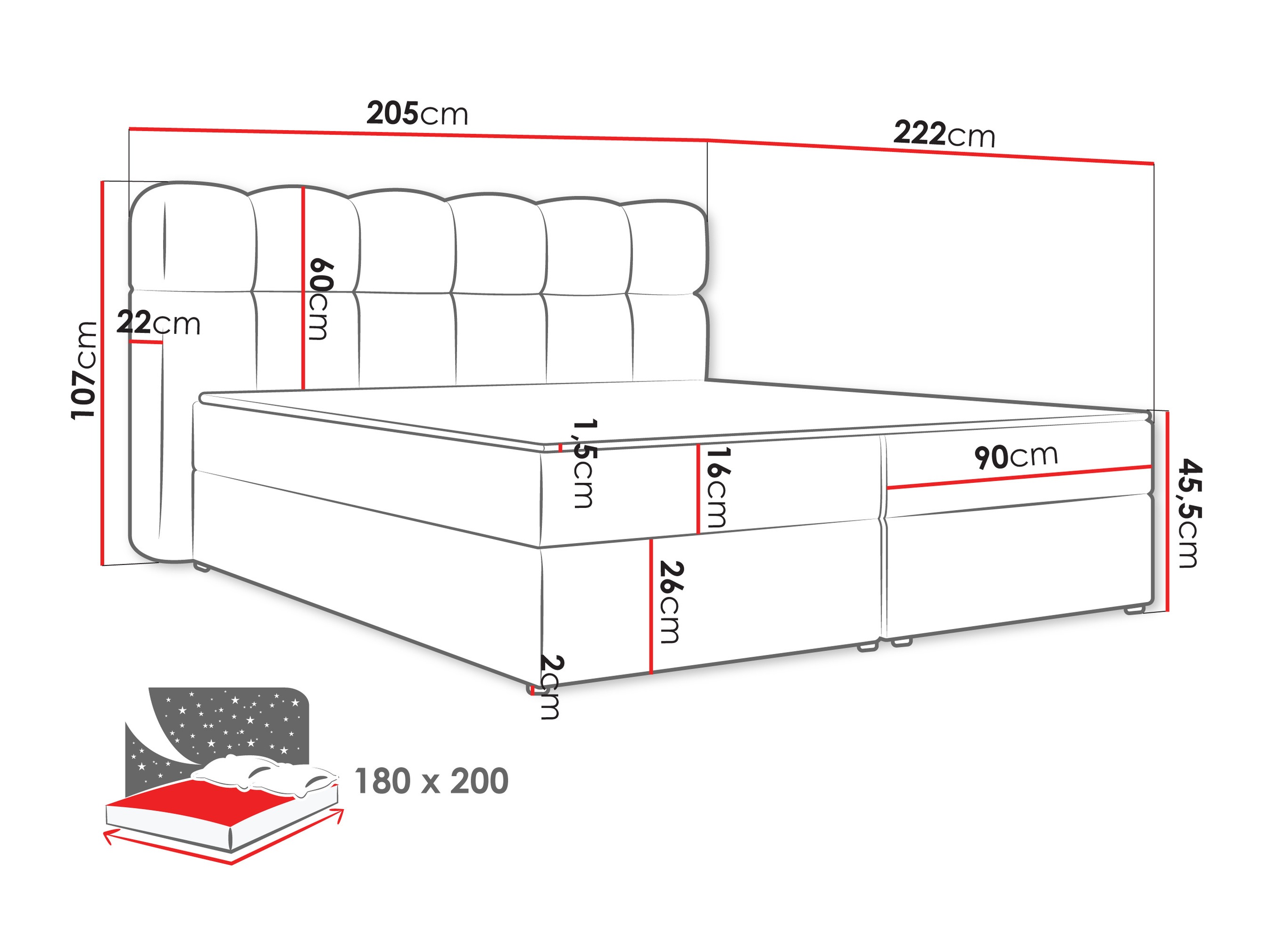 Continental bed Stonecrest 113 (Lambi 04)