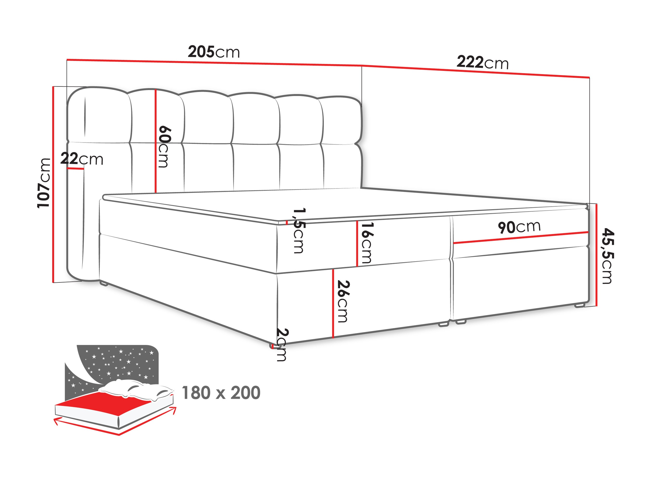 Continental bed Stonecrest 113 (Lambi 11)
