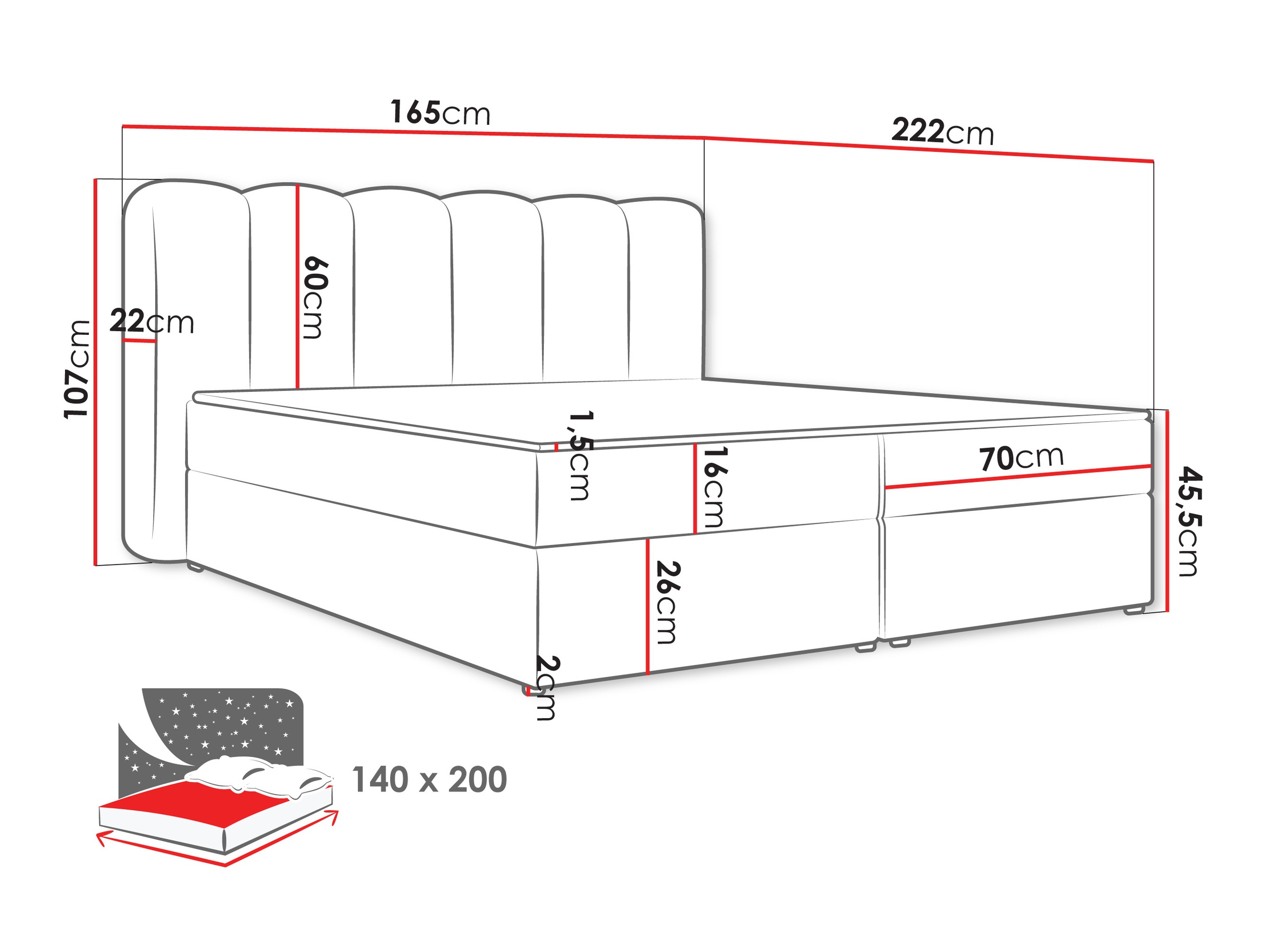 Continental bed Stonecrest 112 (Lambi 03)