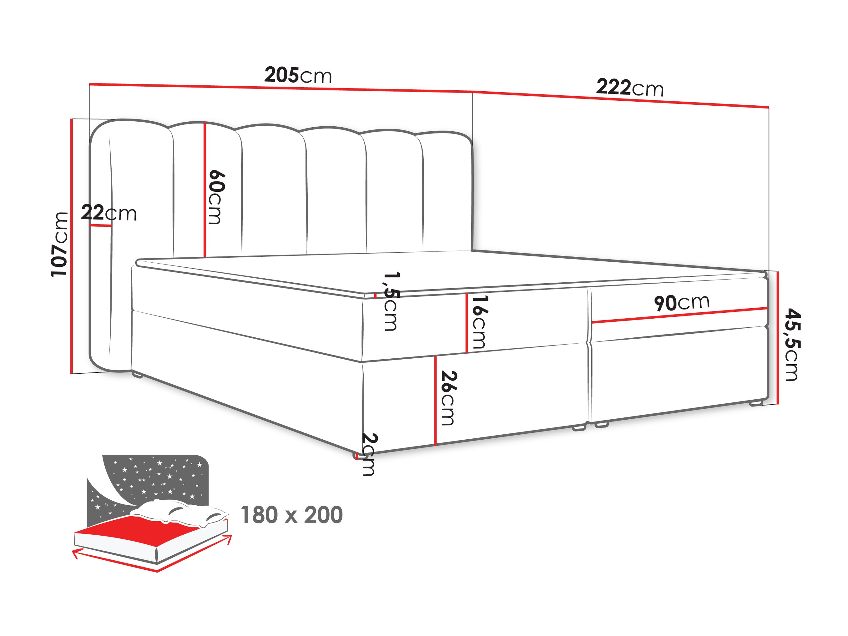 Continental bed Stonecrest 112 (Lambi 08)