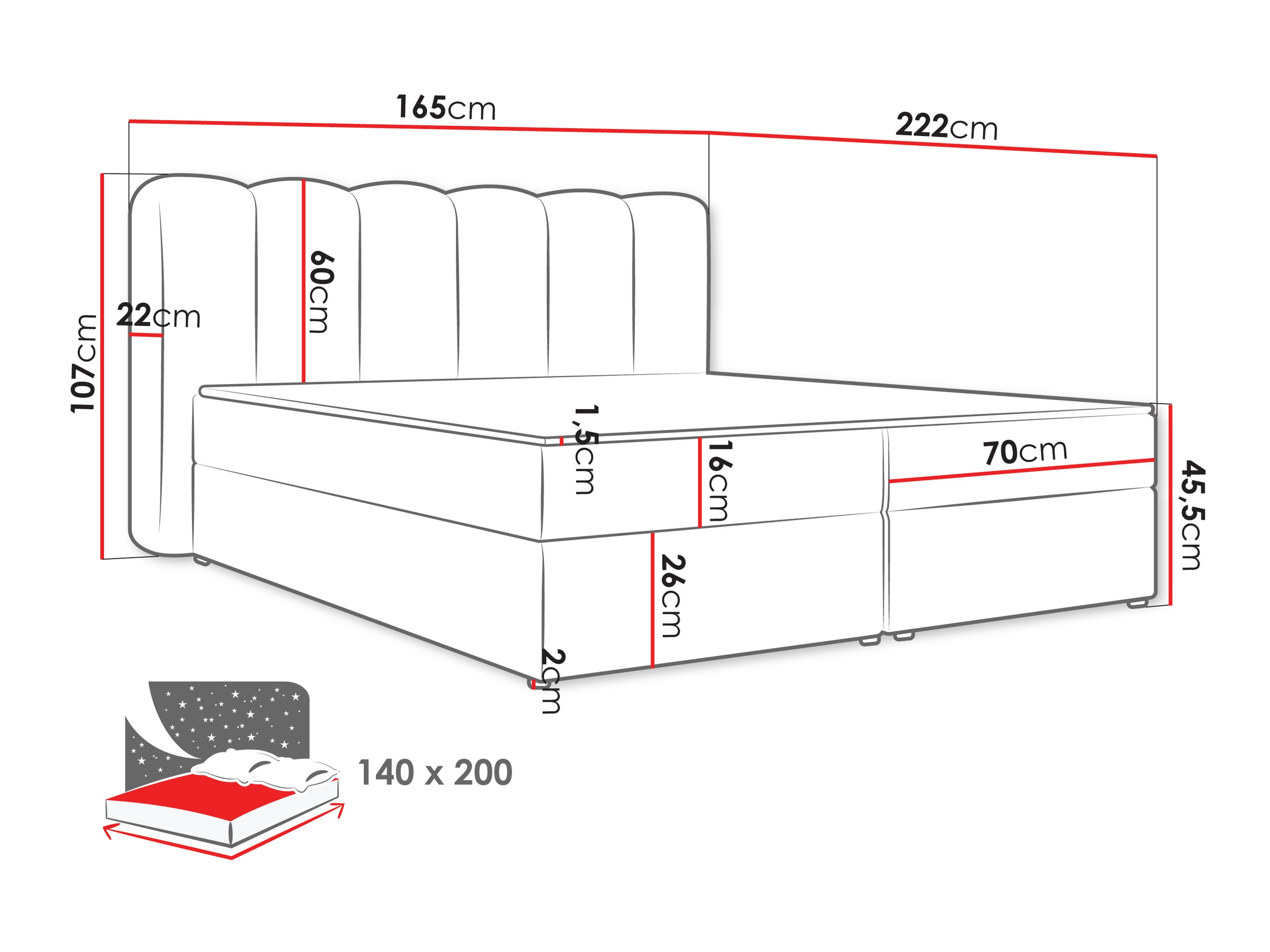 Continental bed Stonecrest 112 (Lambi 11)