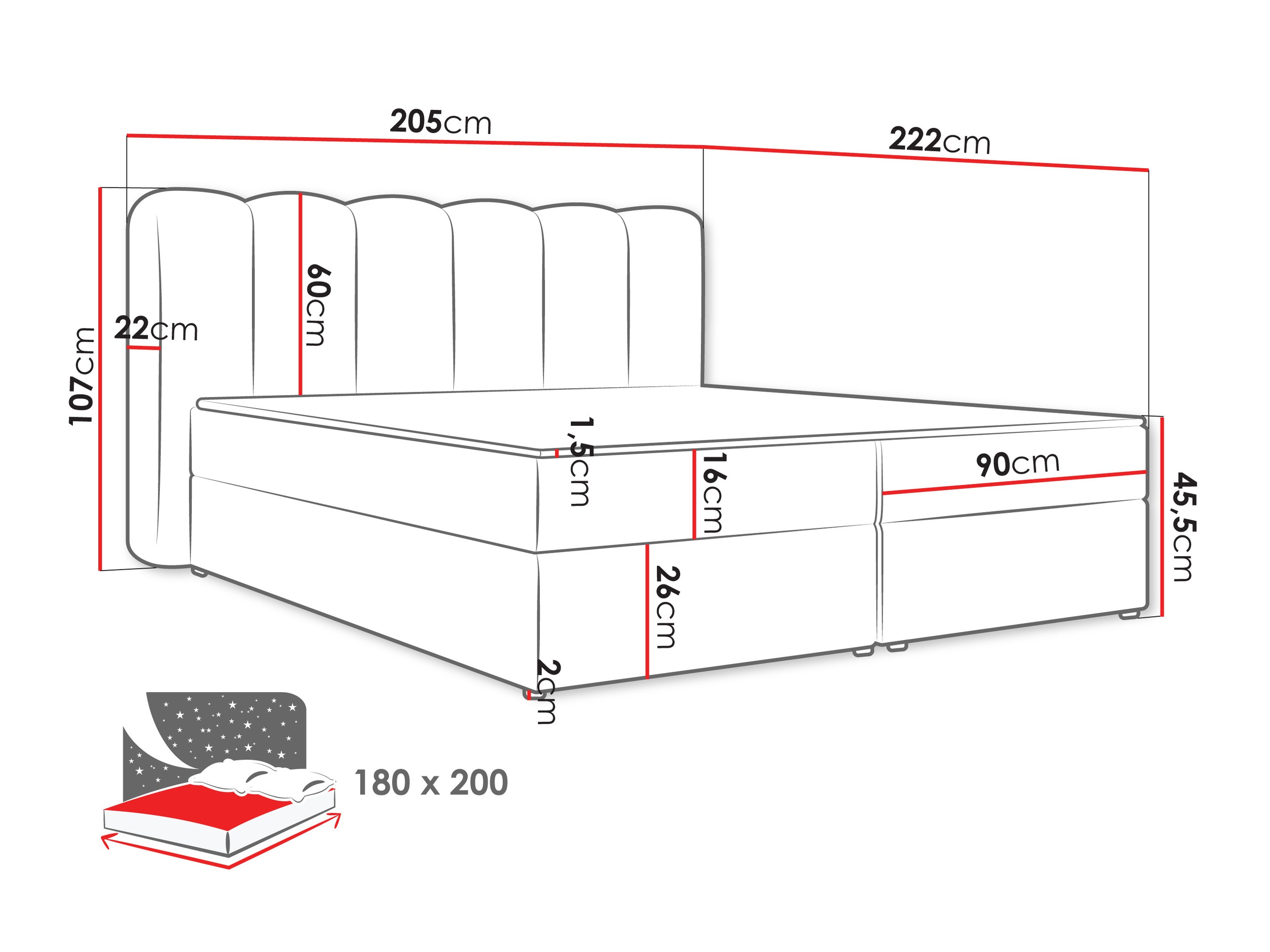 Continental bed Stonecrest 112 (Lambi 11)