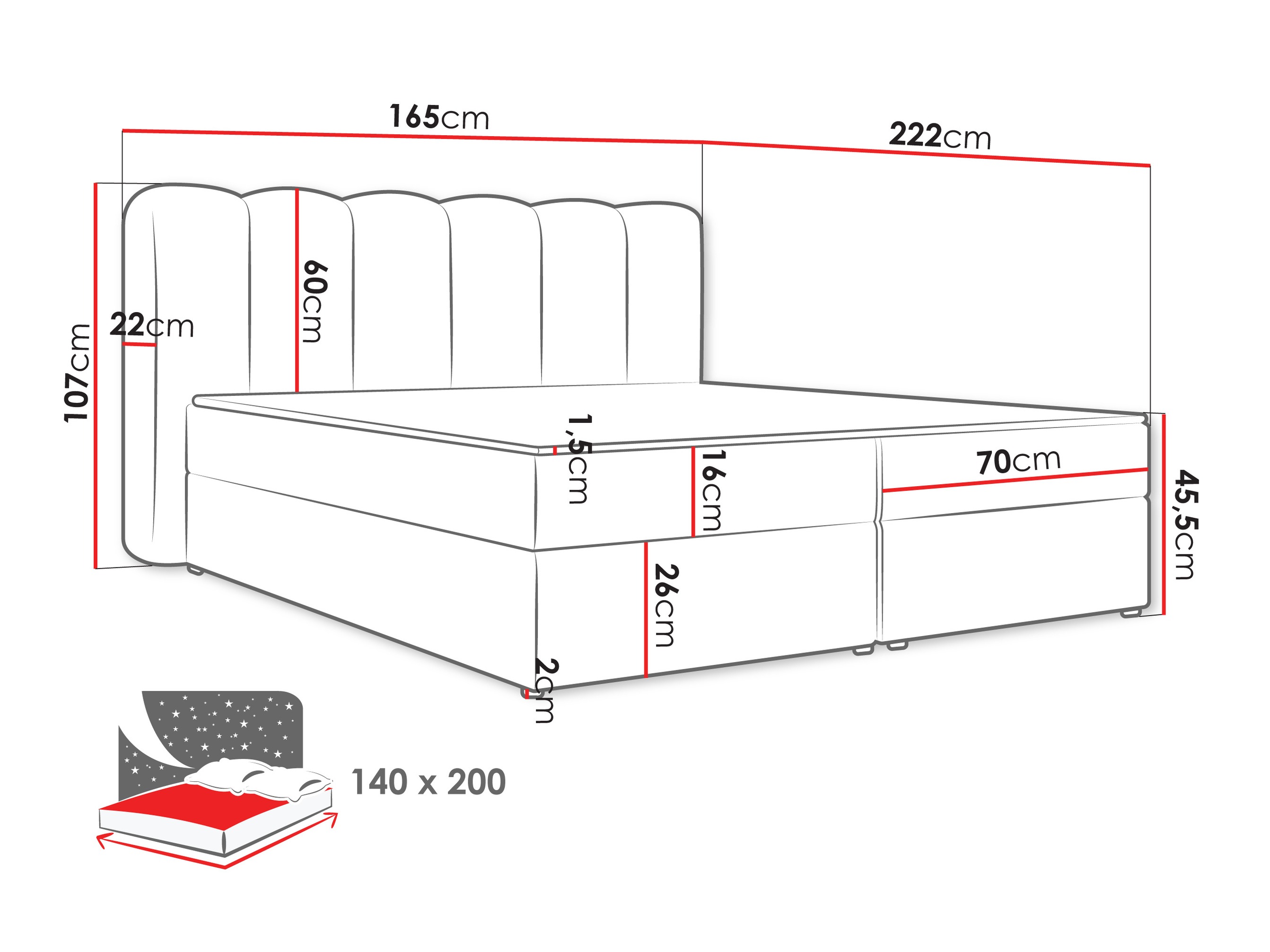 Continental bed Stonecrest 112 (Lambi 12)
