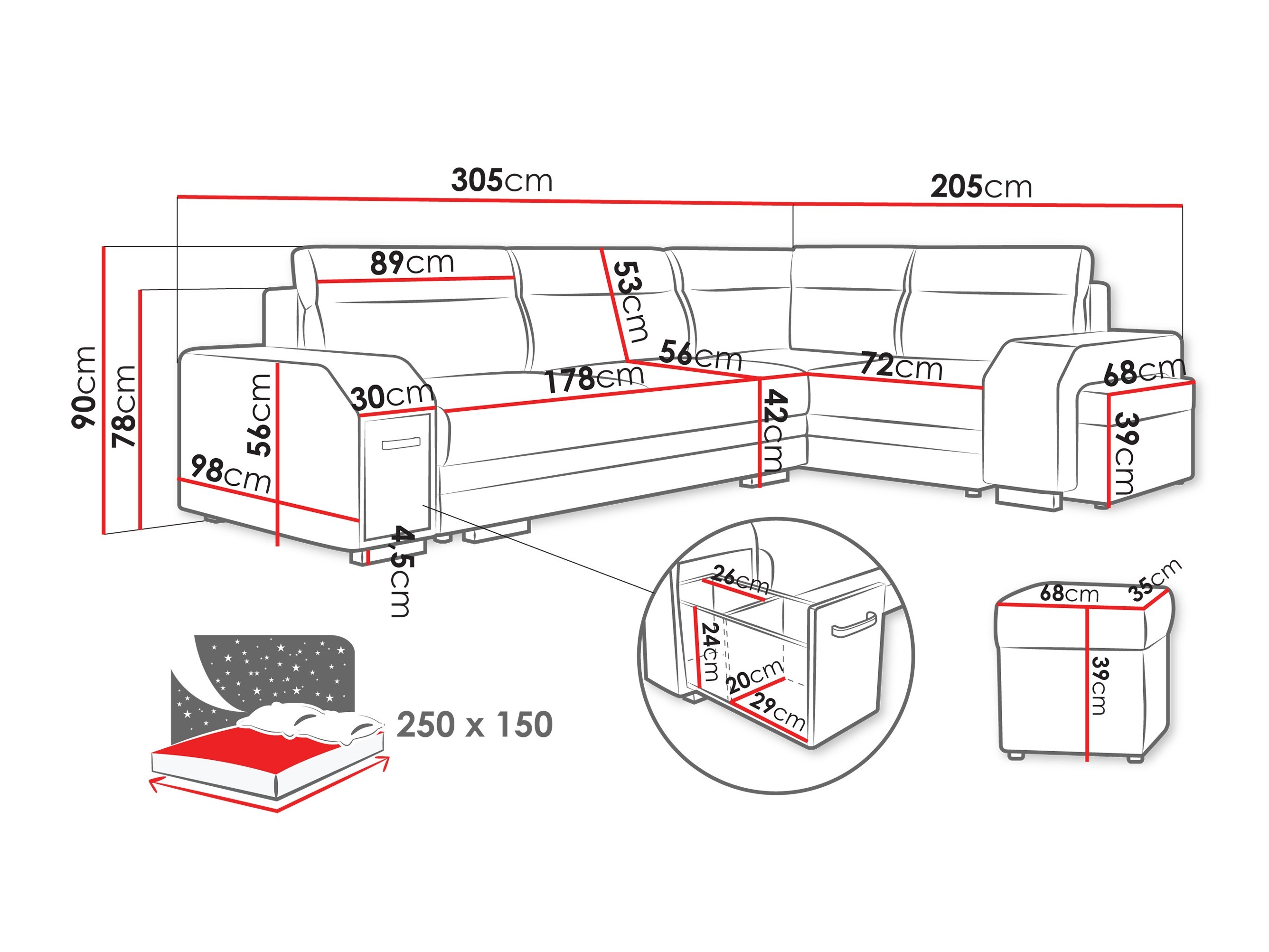 Corner sofa Kingsport 117 (Nazar 225.02 + Nazar 225.01)