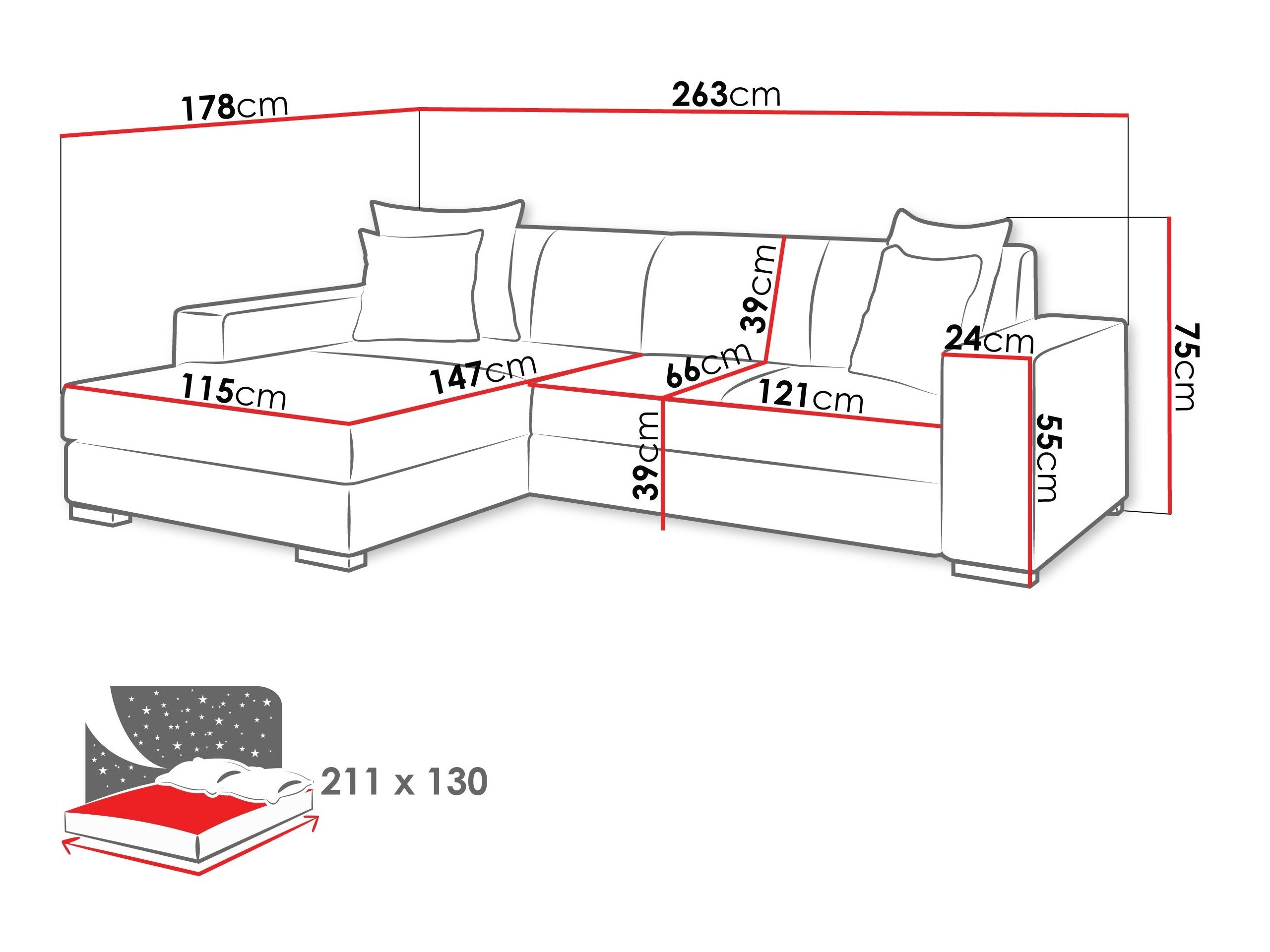 Corner sofa Kingsport 118 (Velo 635)