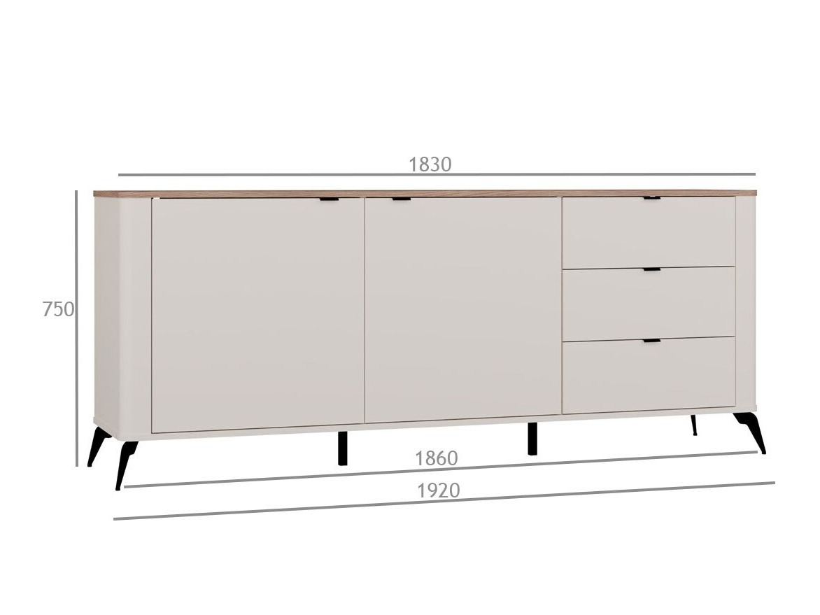 Chest of drawers Soavie 106 (Cashmere + Oak)