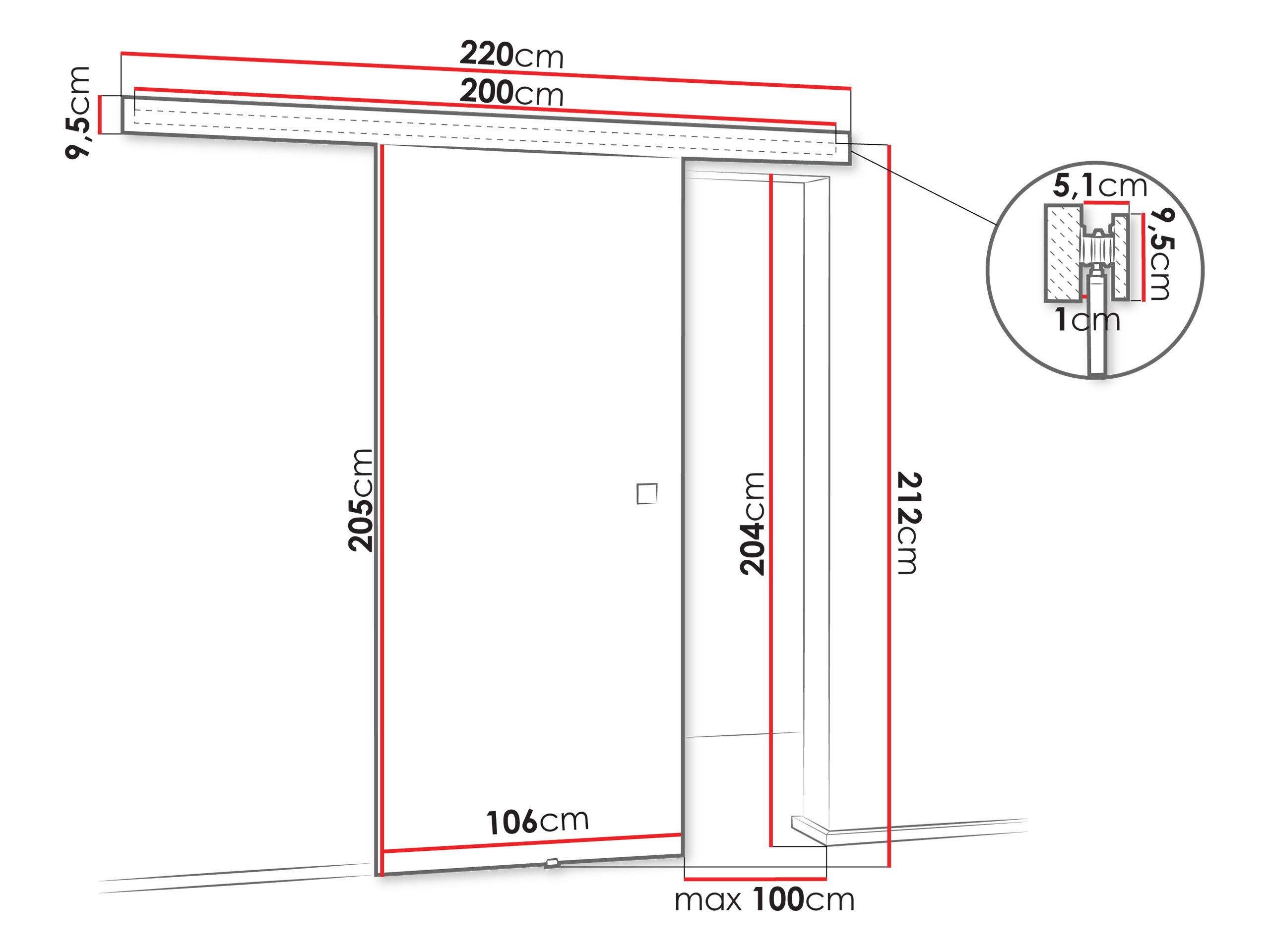 Sliding door Dover 170 (Graphite)