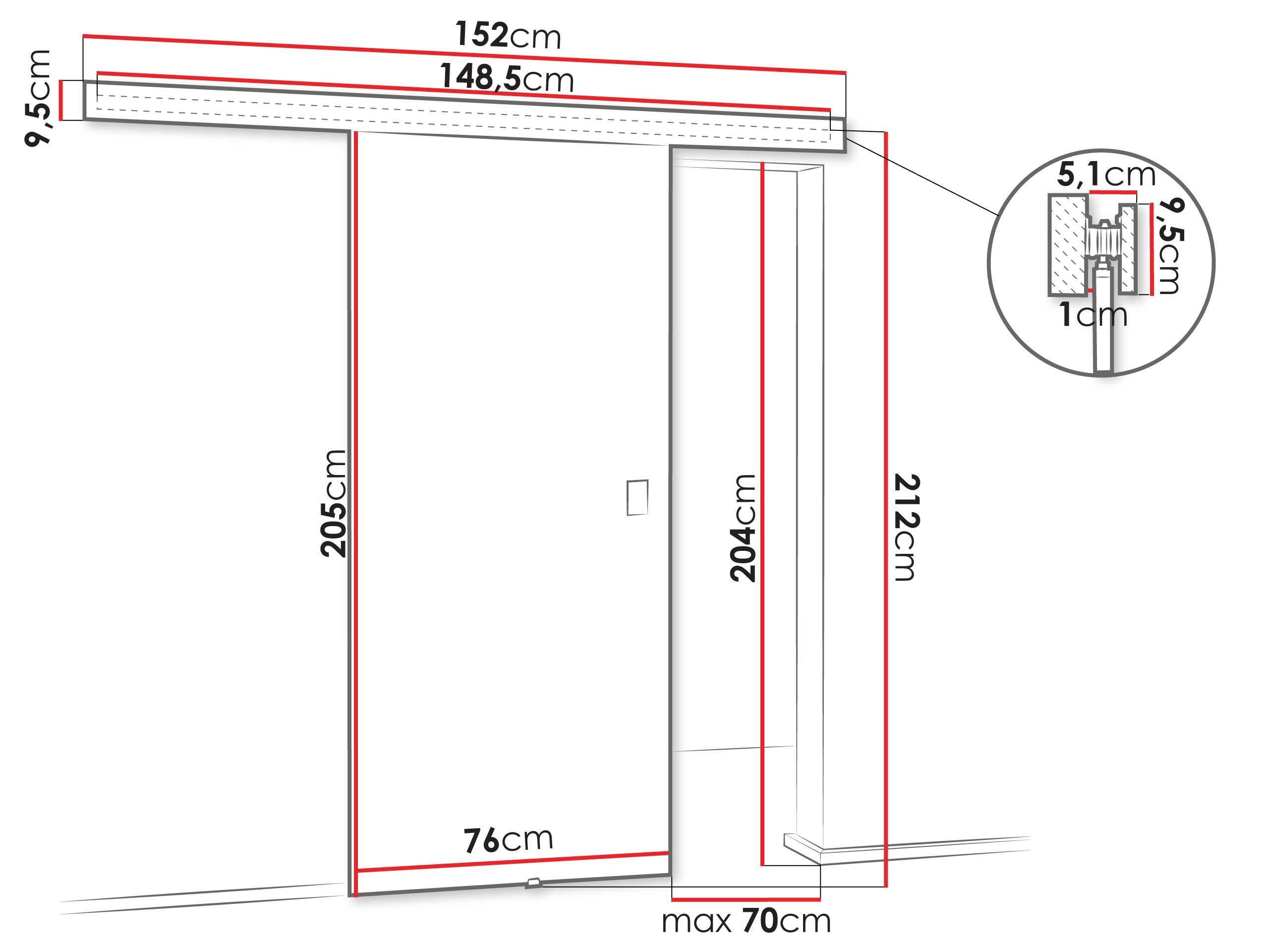 Sliding door Dover 215 (Dark ash)