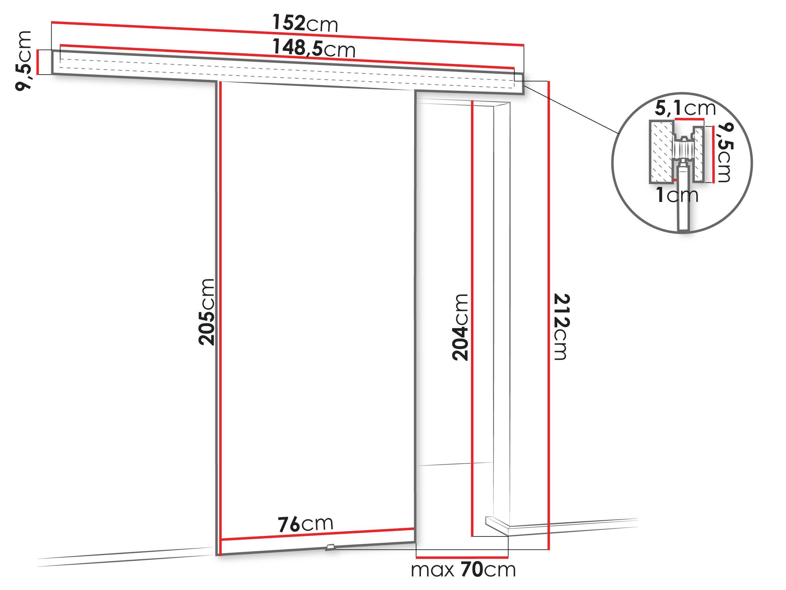 Sliding door Dover 201 (Craft golden oak + Black)