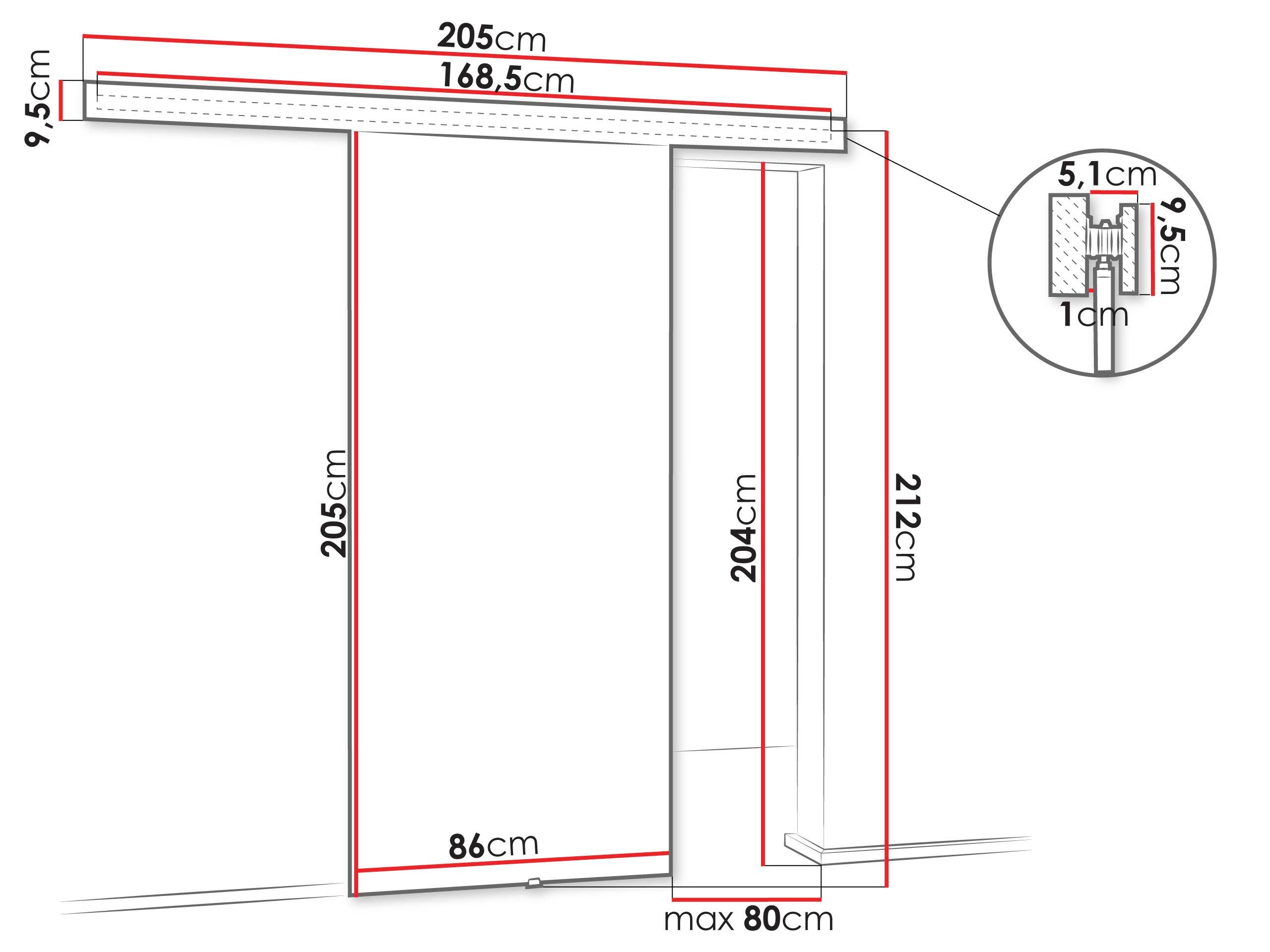 Sliding door Dover 202 (White + Black)