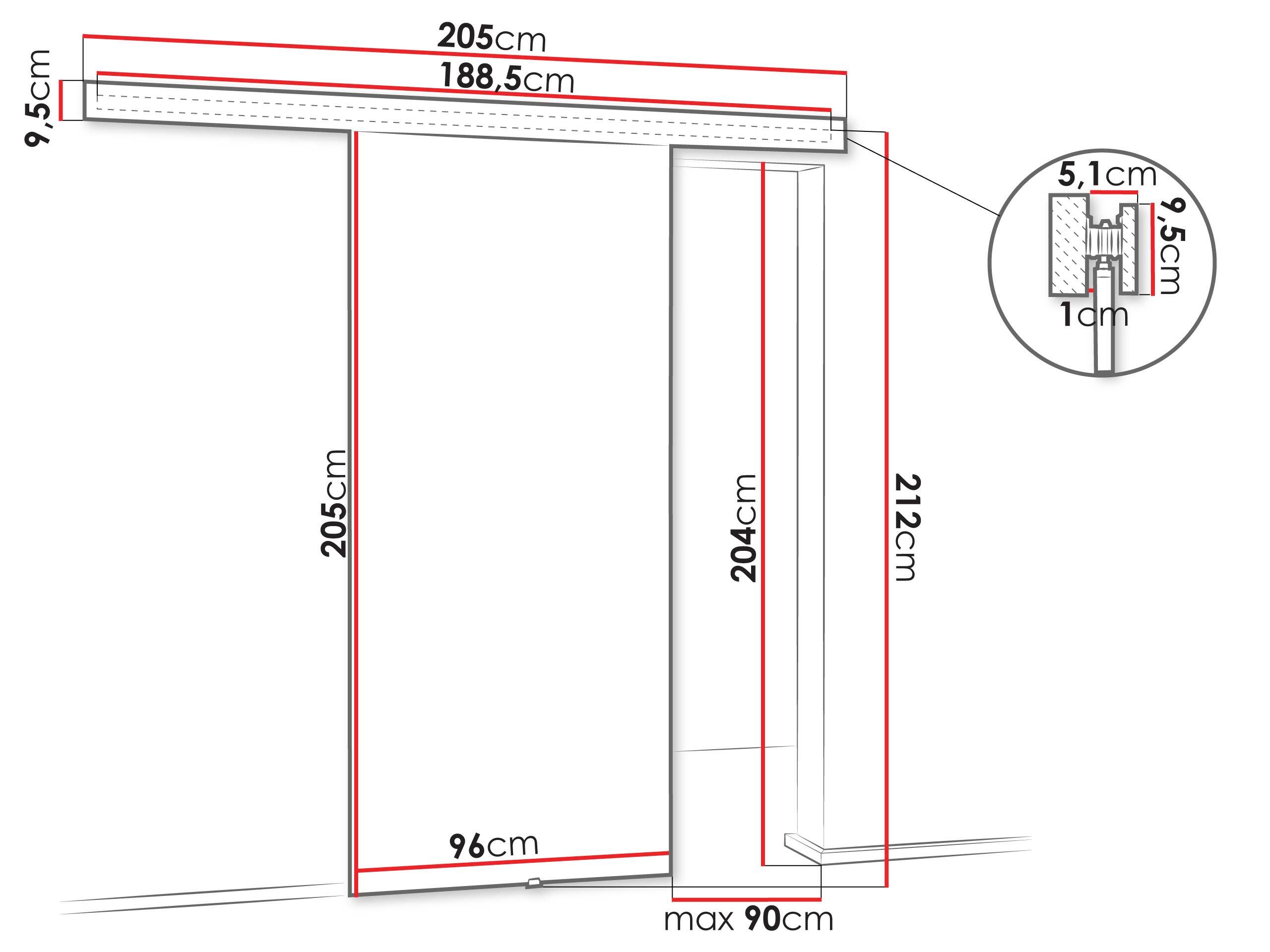 Sliding door Dover 203 (White + Black)
