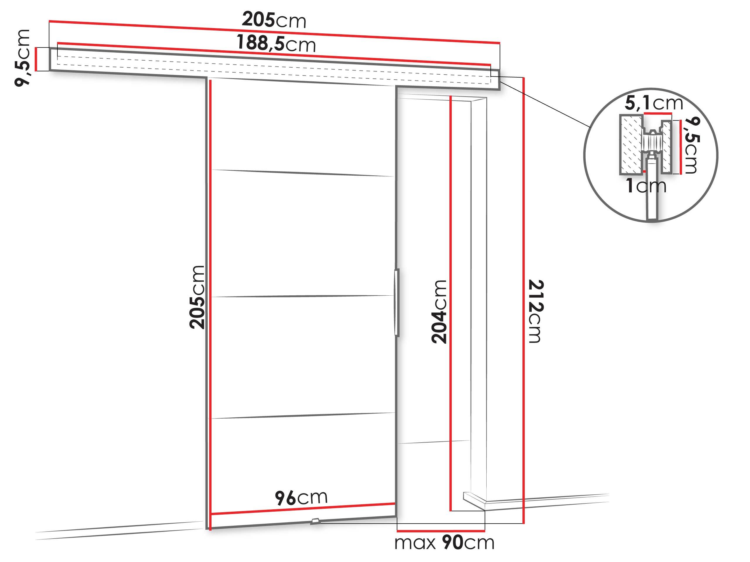 Sliding door Dover 145 (Sonoma oak)