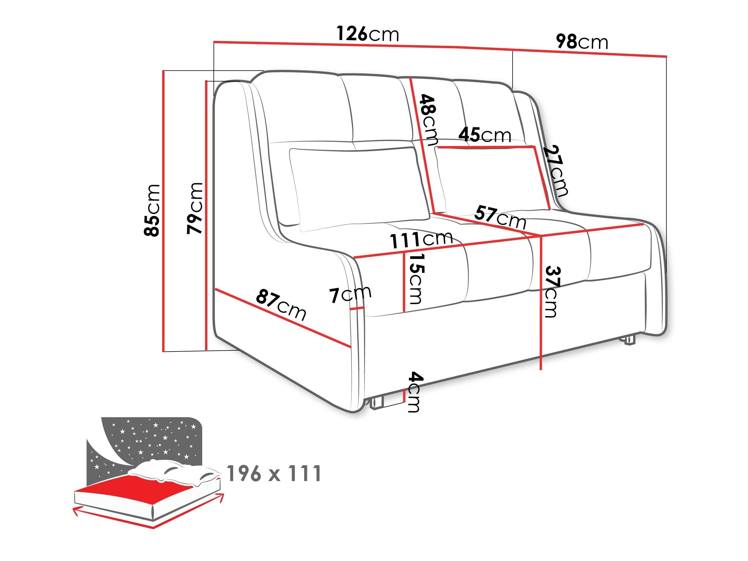 Sofa bed Columbus 255 (Sereno 682)