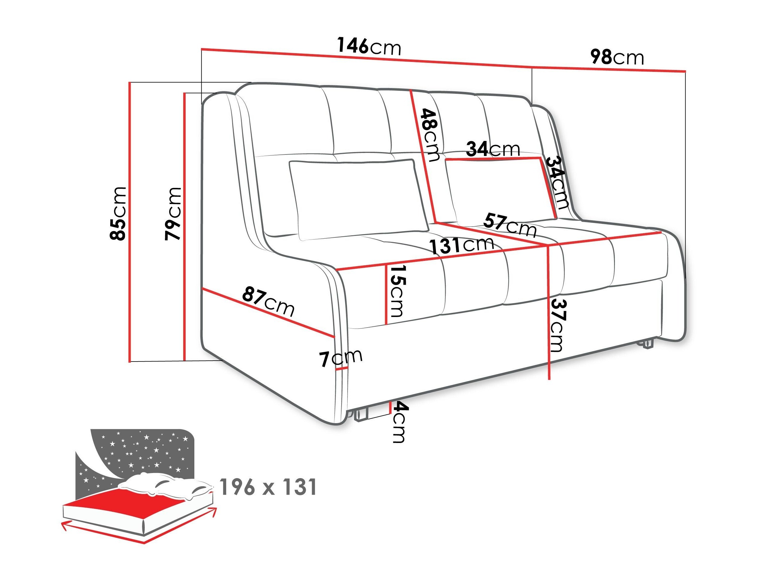 Sofa bed Columbus 256 (Sereno 684)