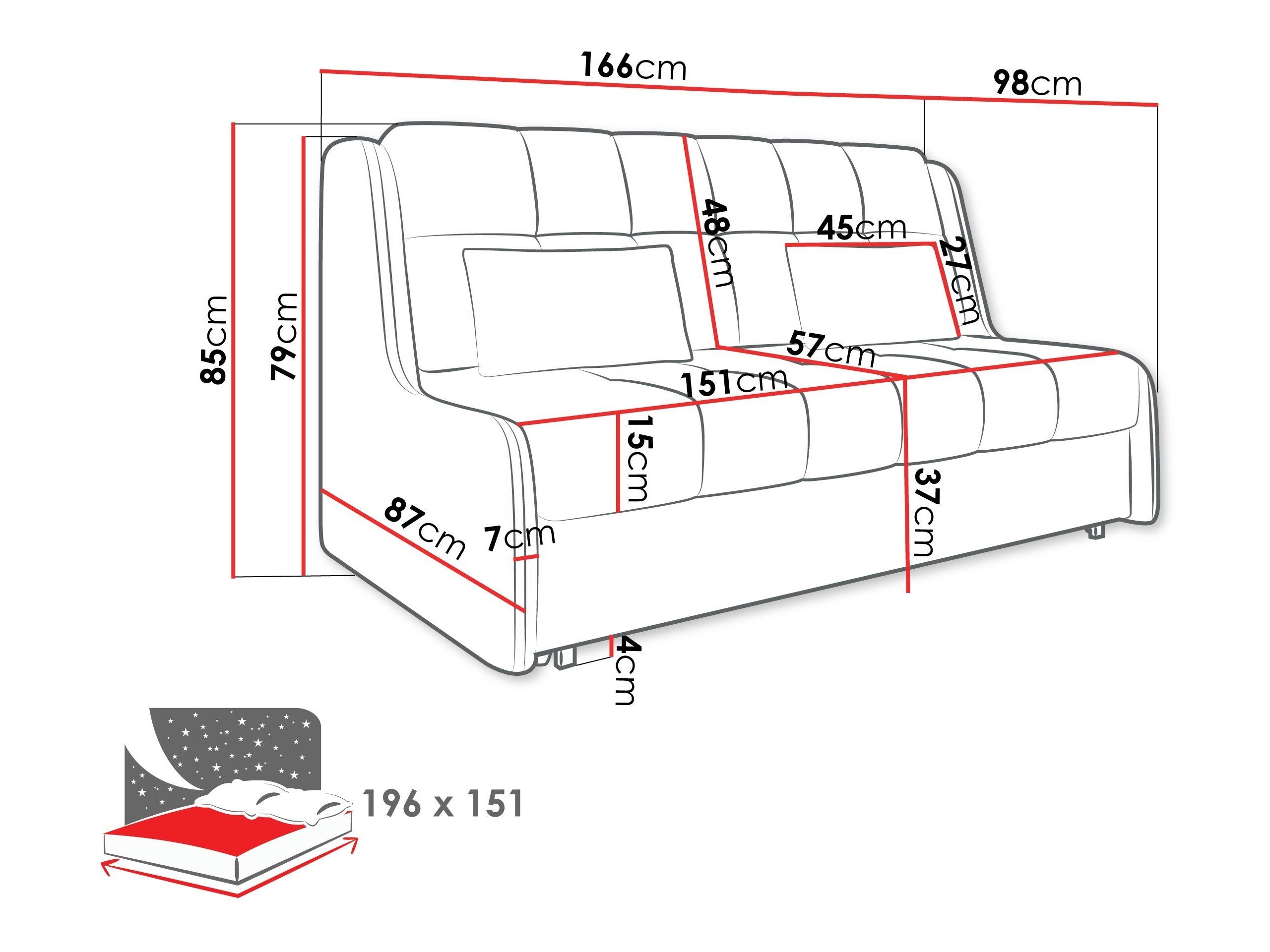Sofa bed Columbus 257 (Sereno 690)