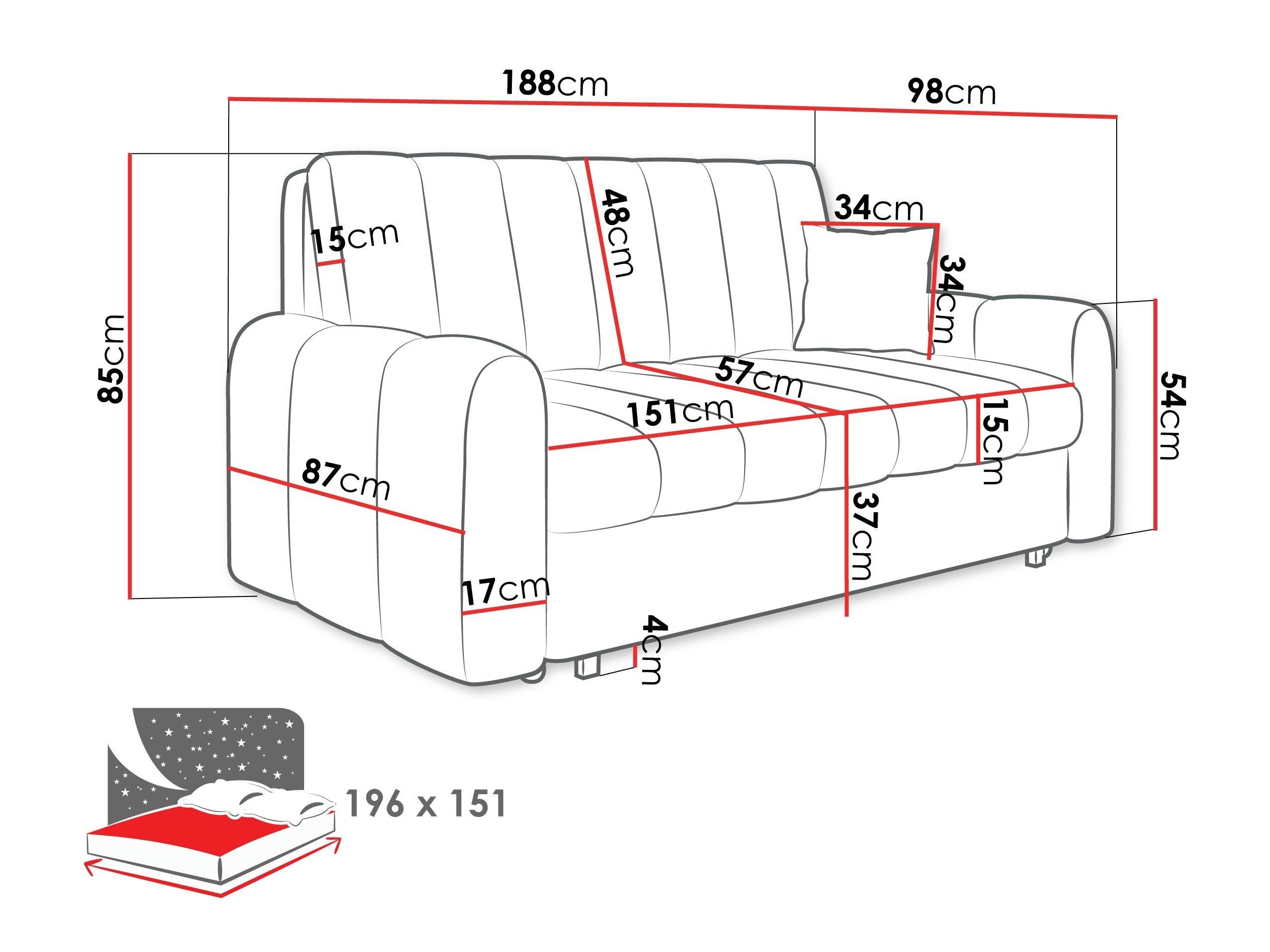 Sofa bed Columbus 265 (Margo 227.11)