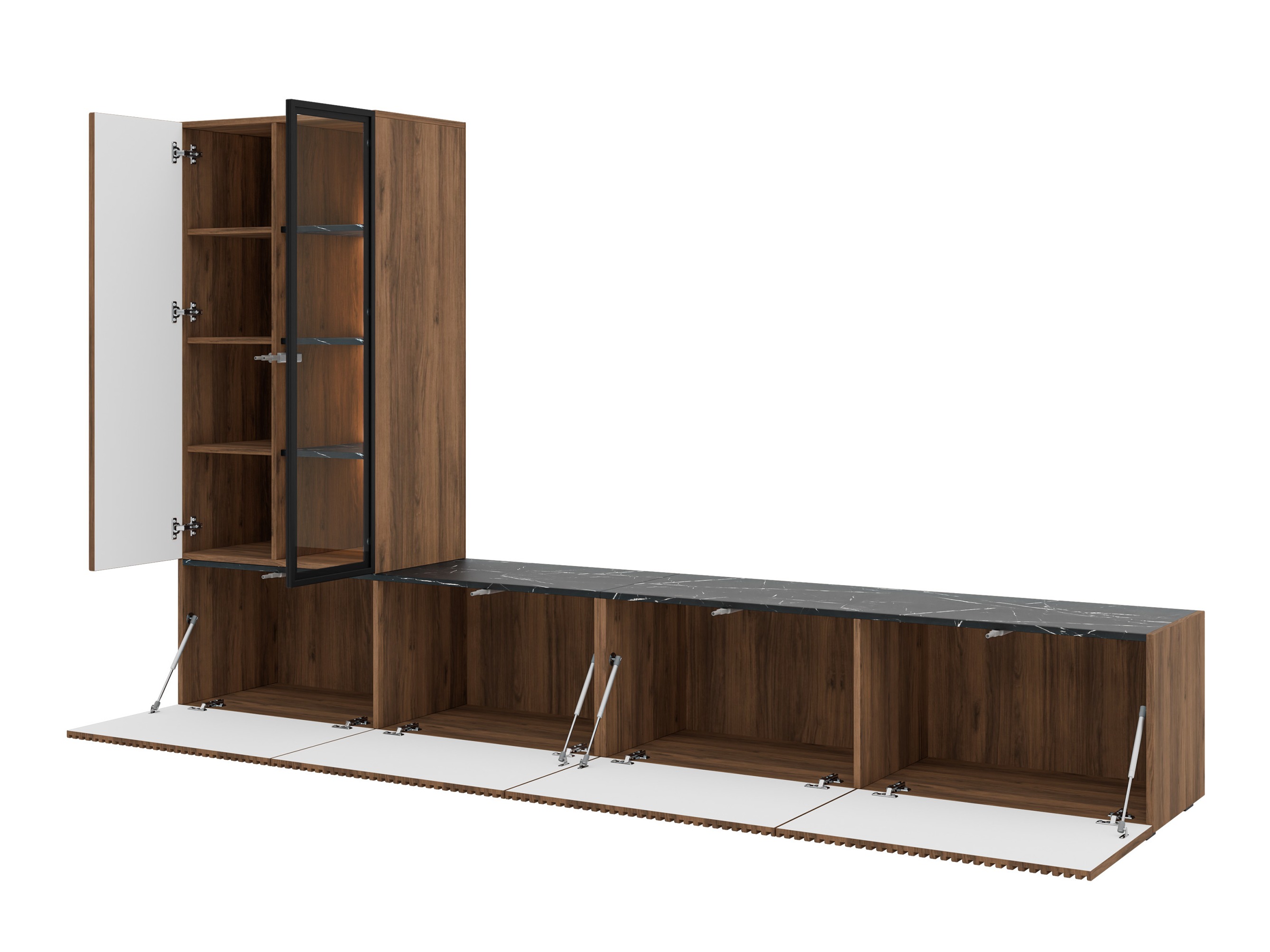 Living room set Comfivo Tutelar (Walnut + Black marble)