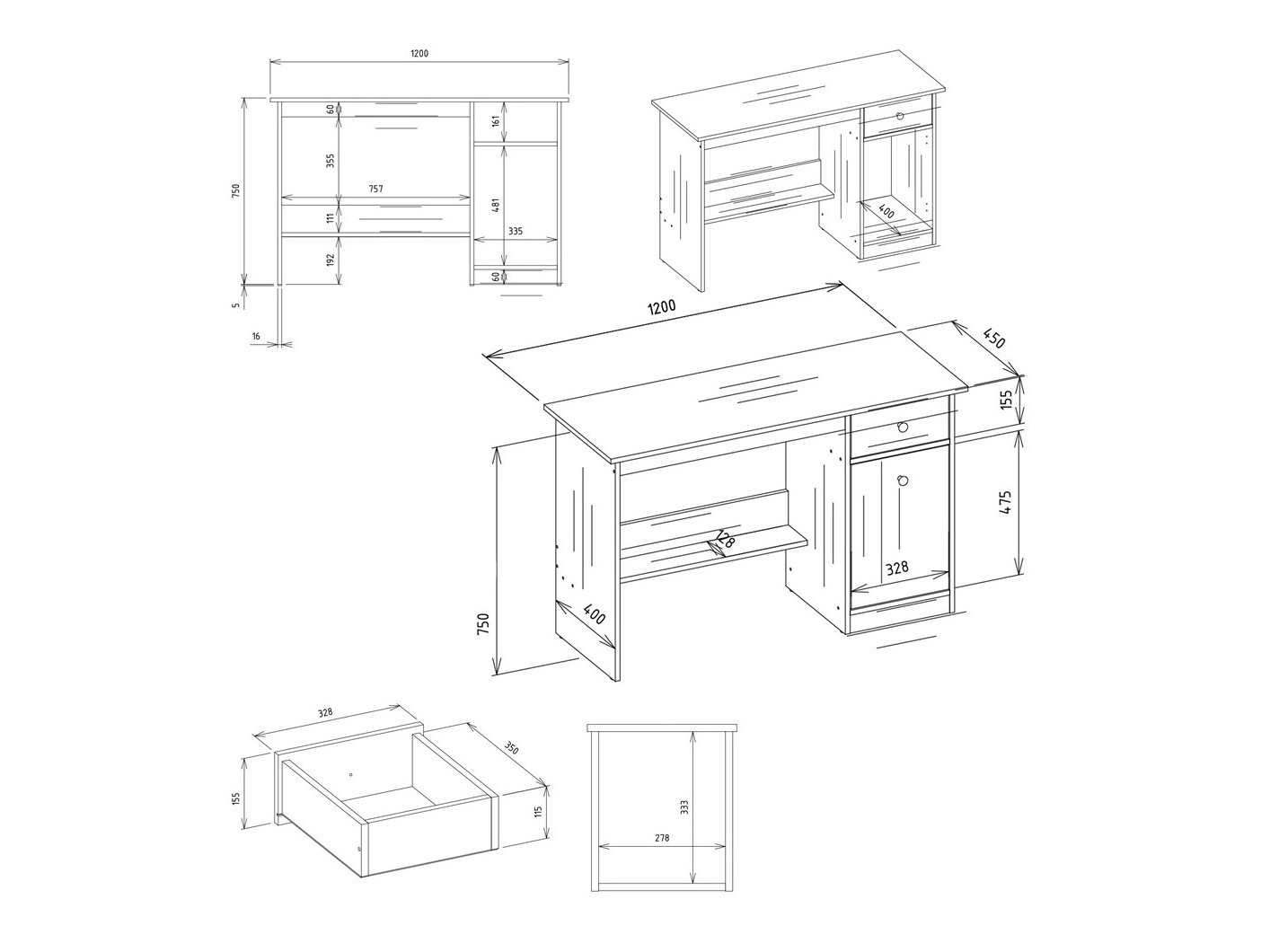 Desk Mandeville 376 (Artisan oak)