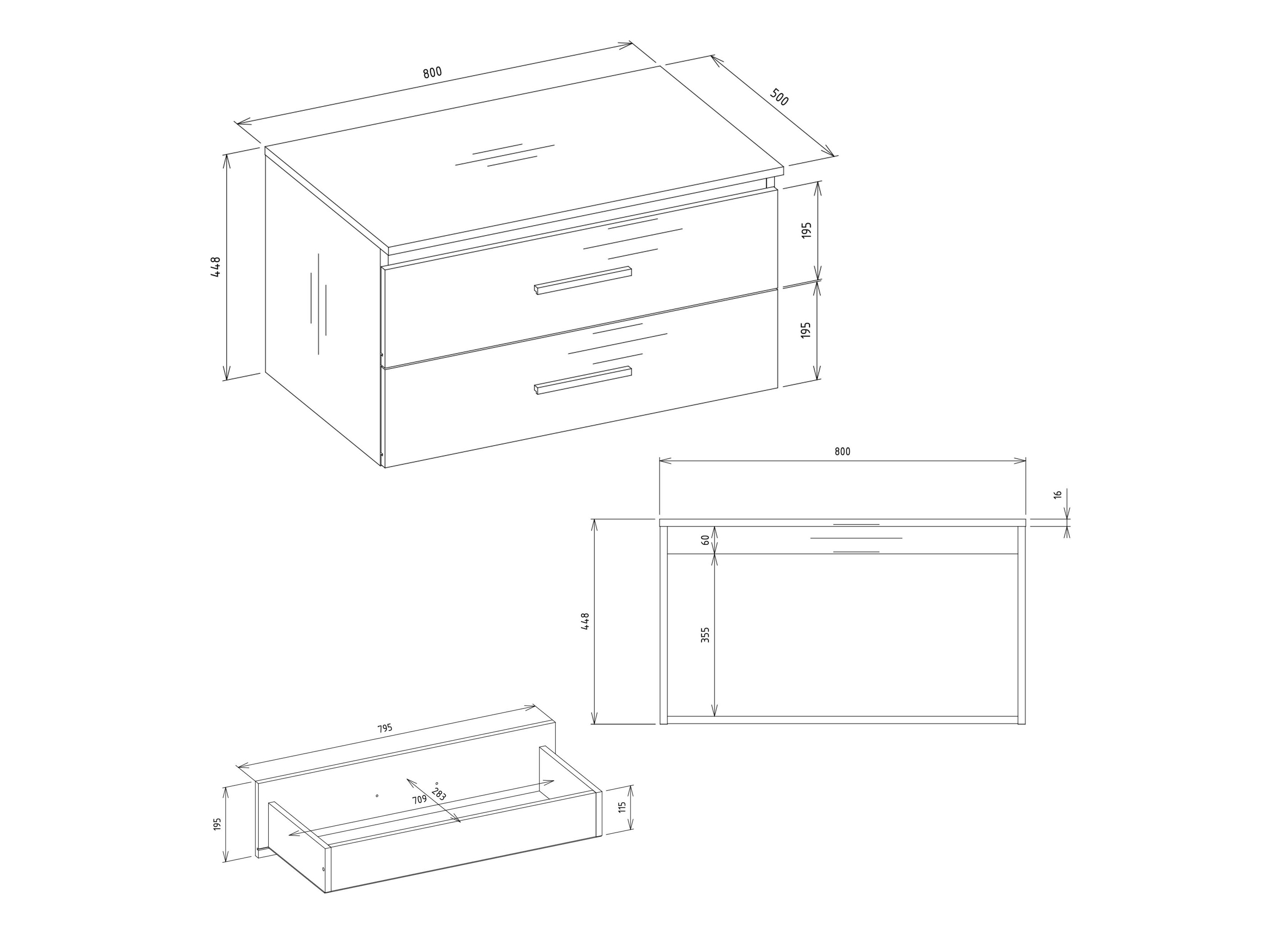 Wall-mounted bathroom cabinet for washbasin Nolmaru 113 (Artisan oak + White)