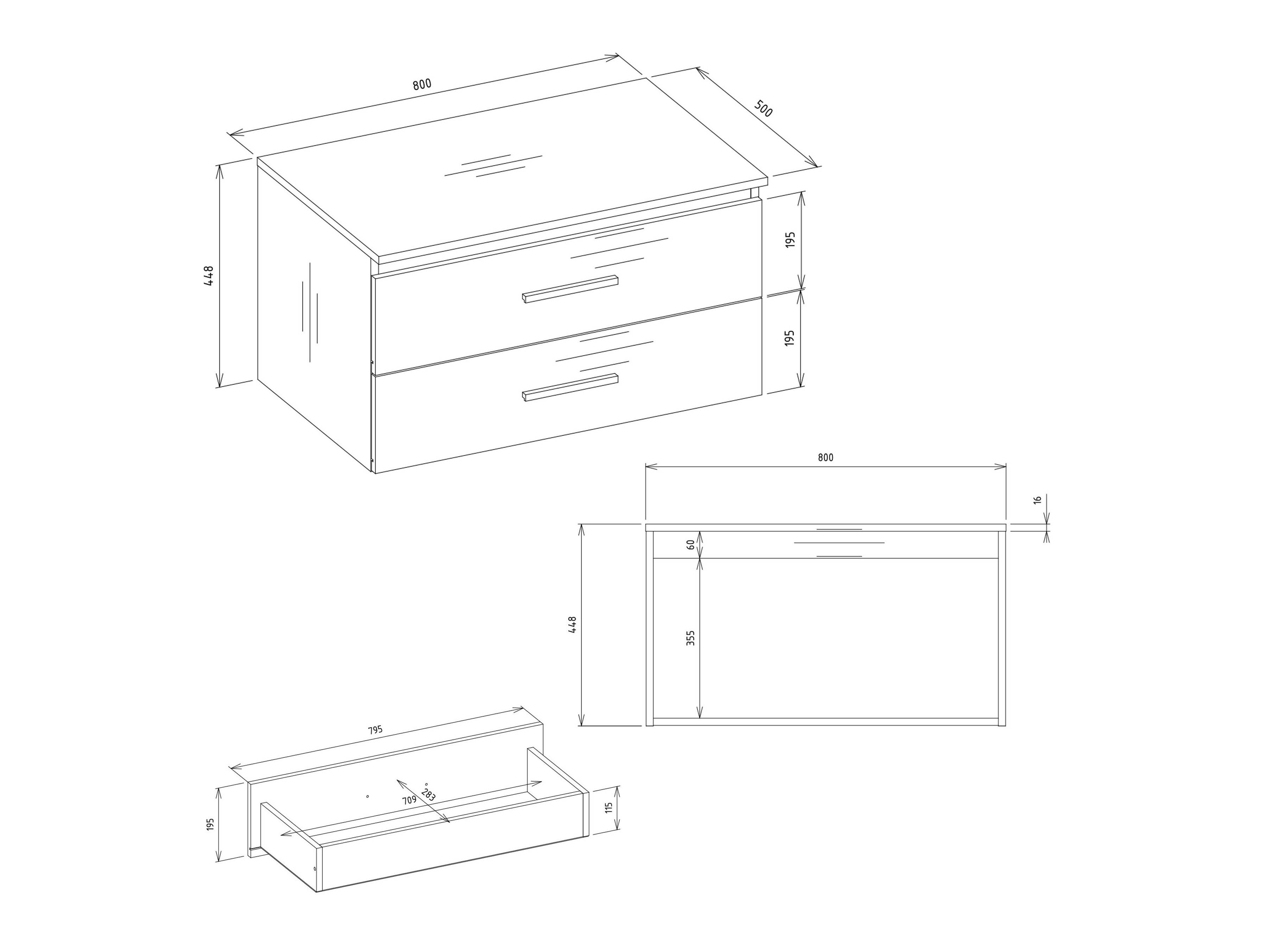 Wall-mounted bathroom cabinet for washbasin Nolmaru 113 (White)