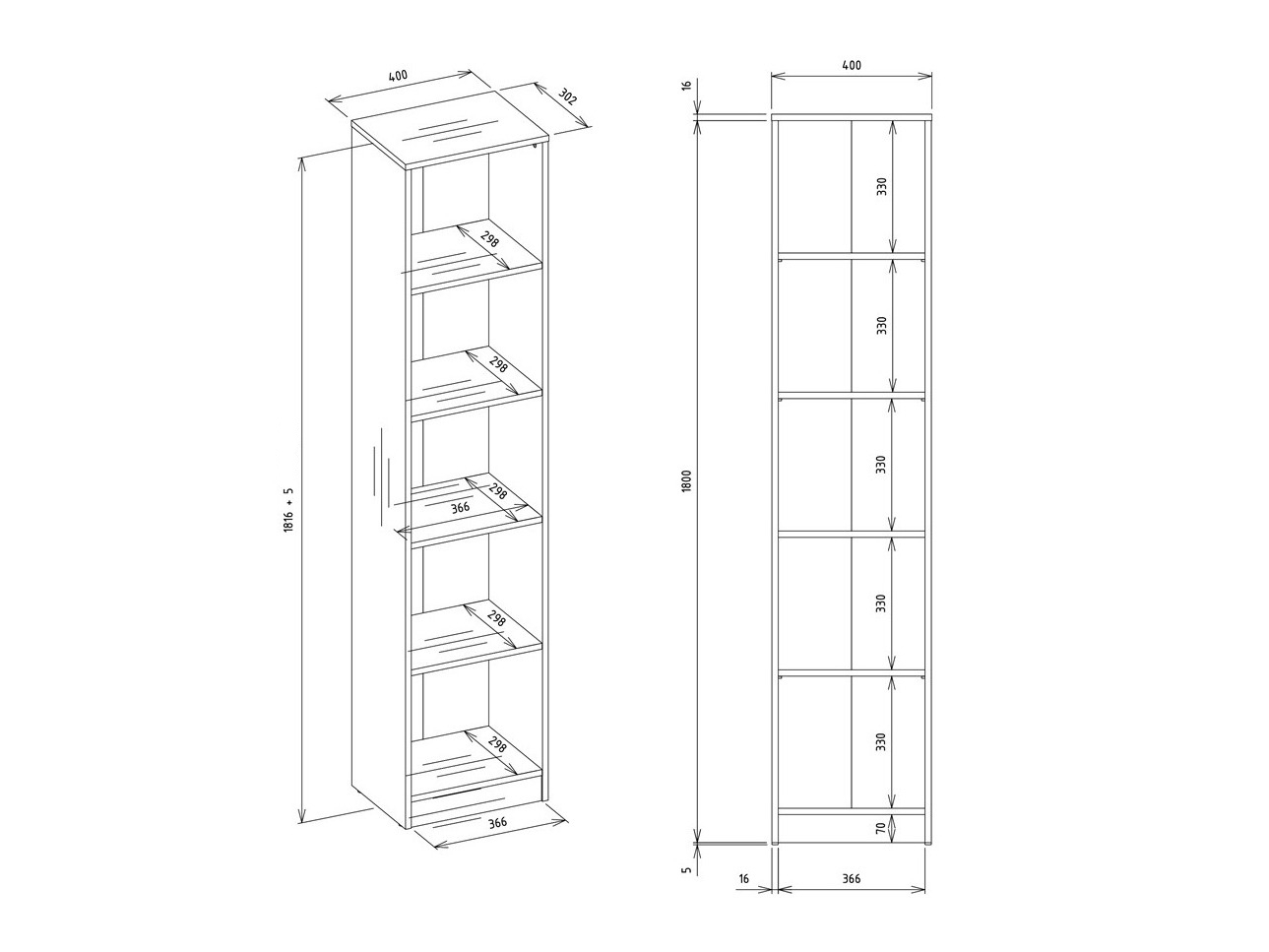 Bookcase Mandeville 183 (White)