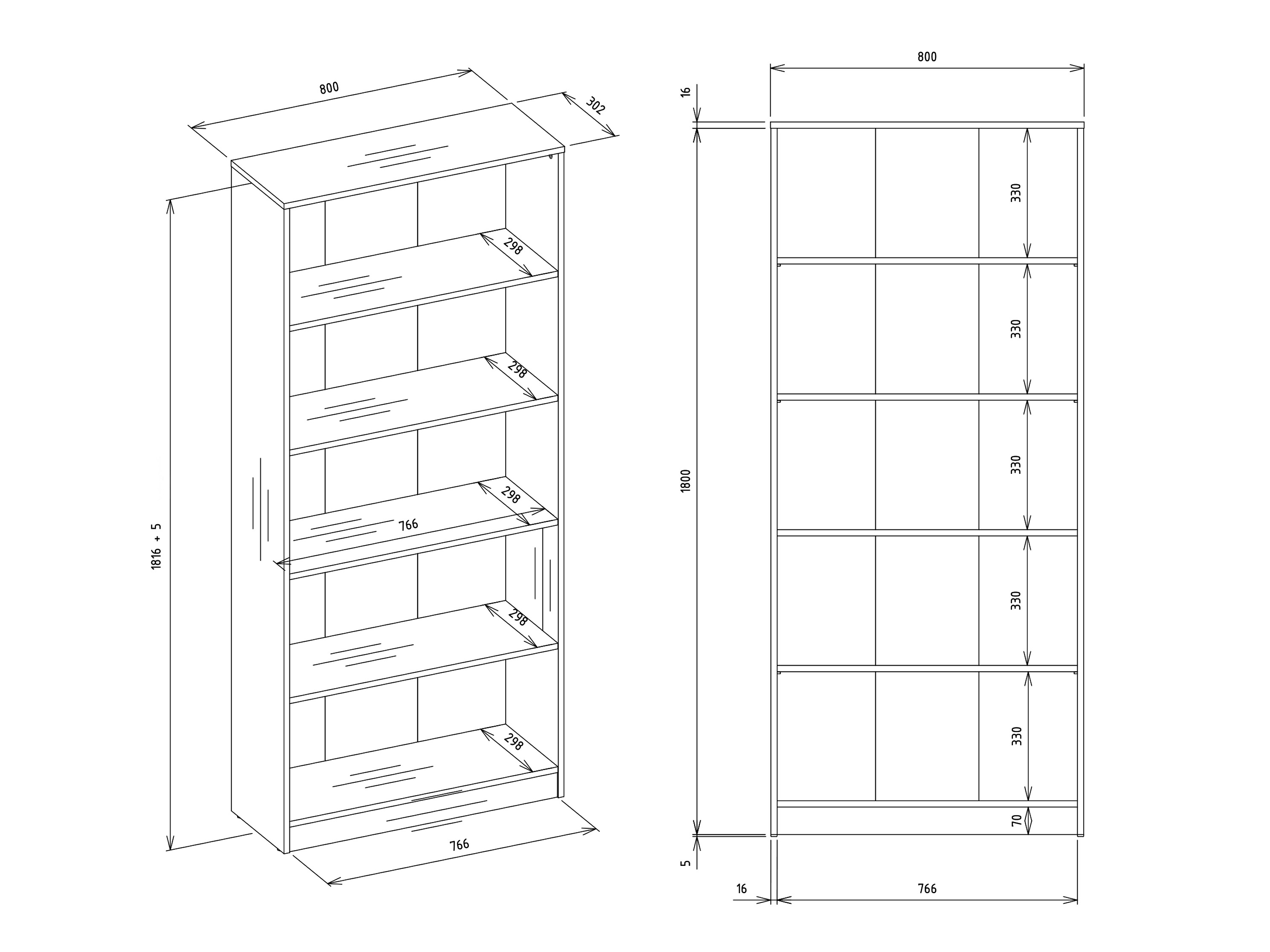 Bookcase Mandeville 253 (Black)