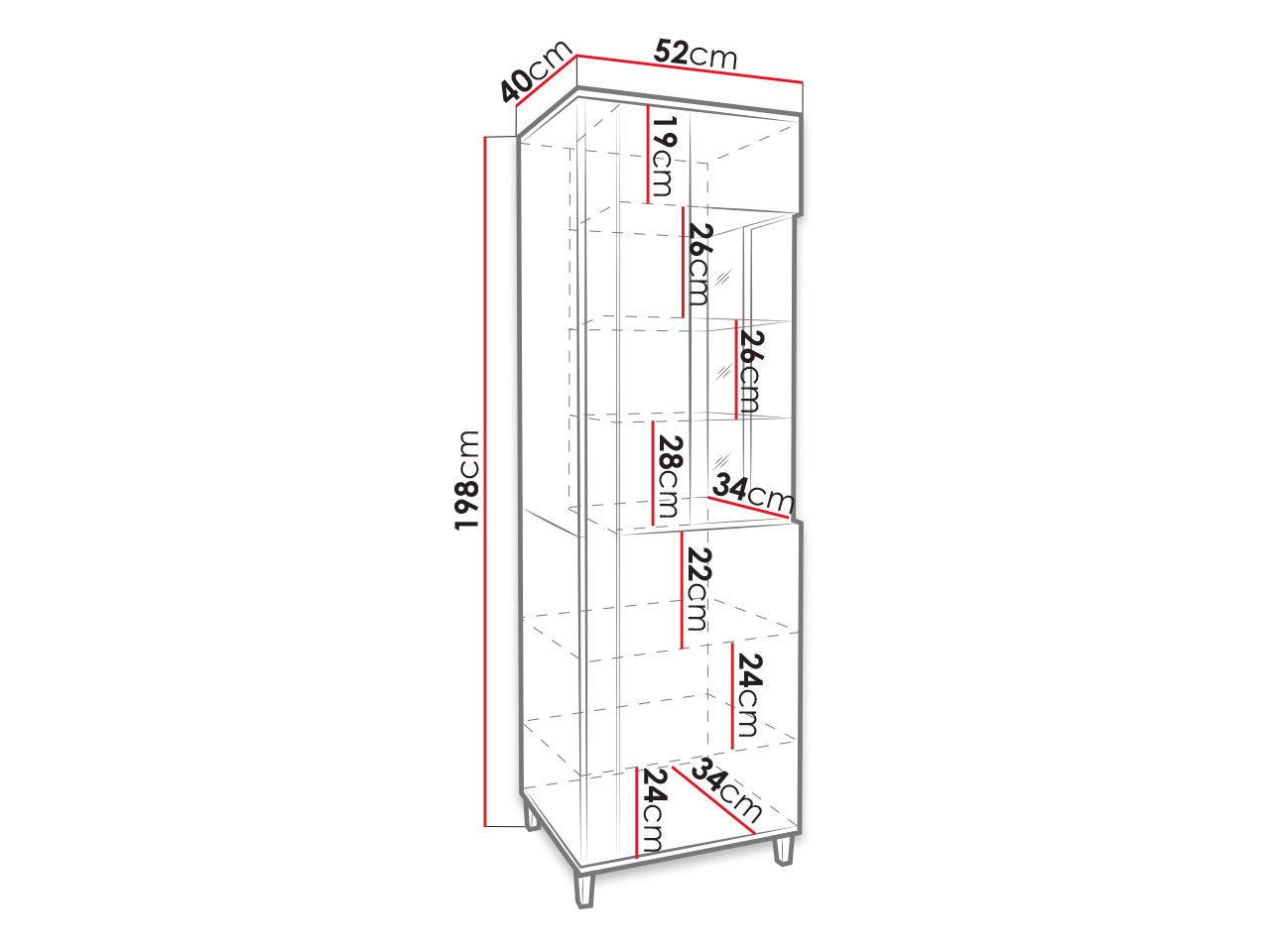 Bookcase Florem (White + Glossy white + Glossy black)