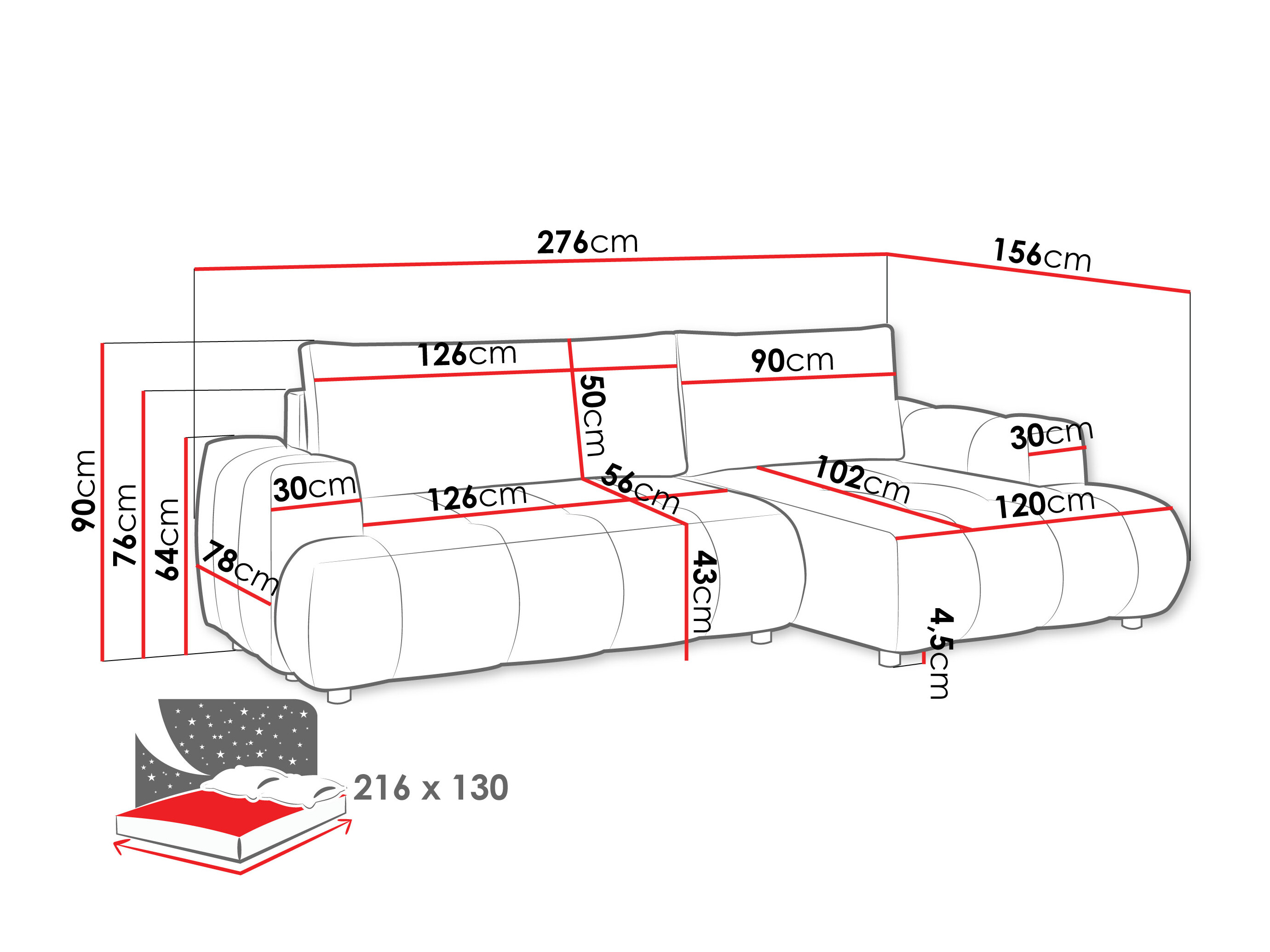 Corner sofa Columbus 266 (Velo 627)
