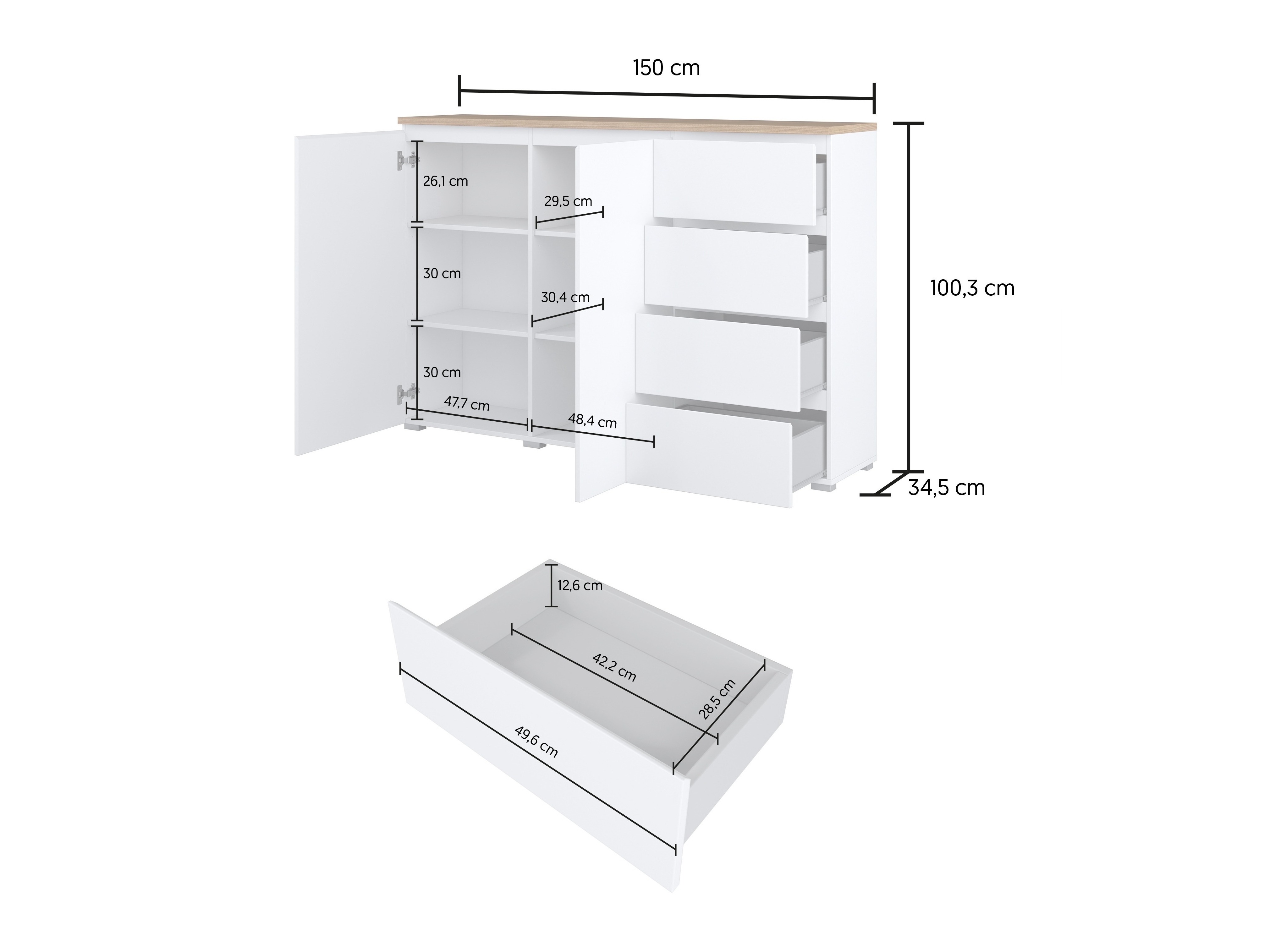 Chest of drawers Baletu 109 (Cashmere)