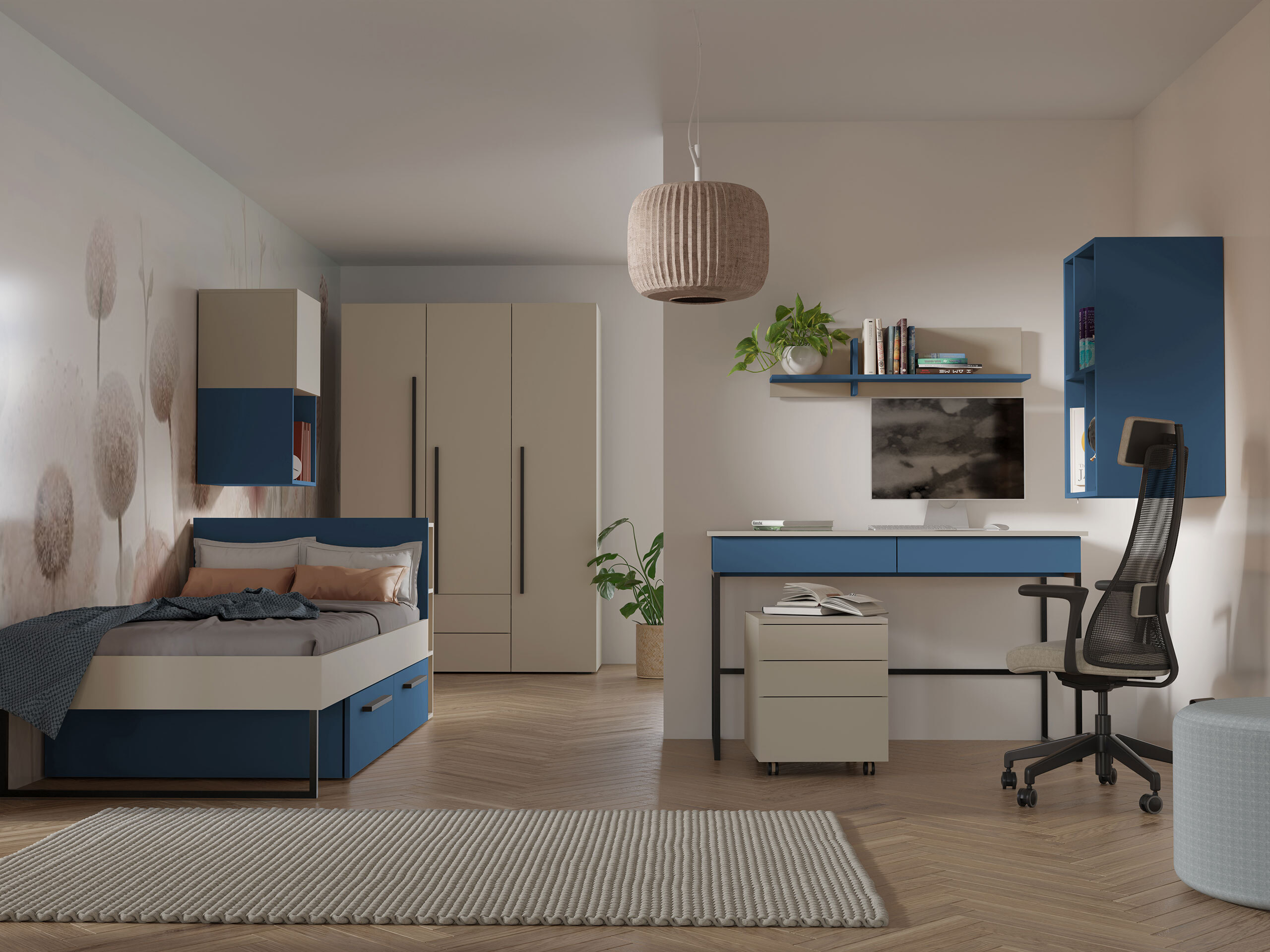 Bed Etruva 110 (Cashmere + Blue)