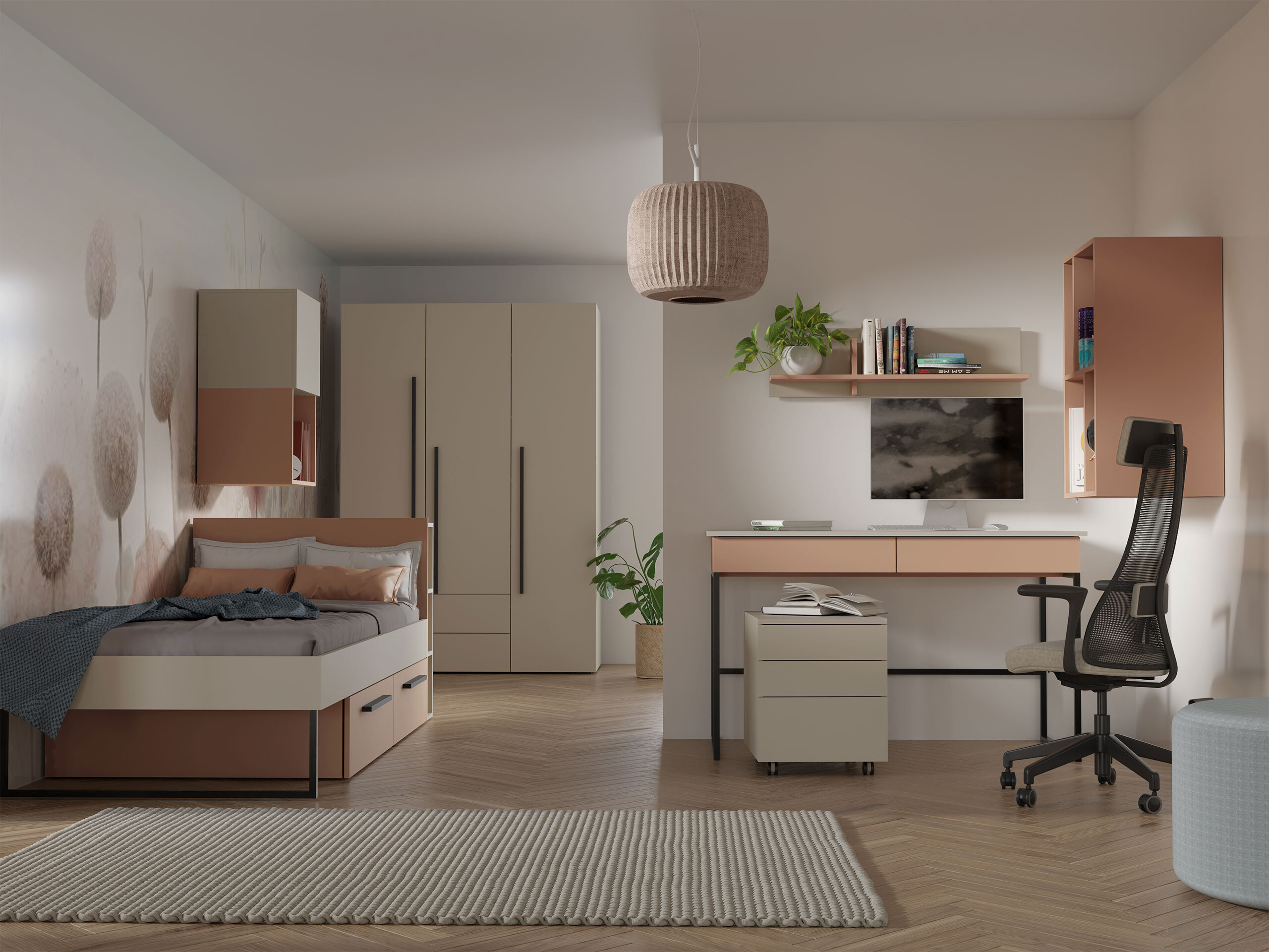Bed Etruva 110 (Cashmere + Pink)
