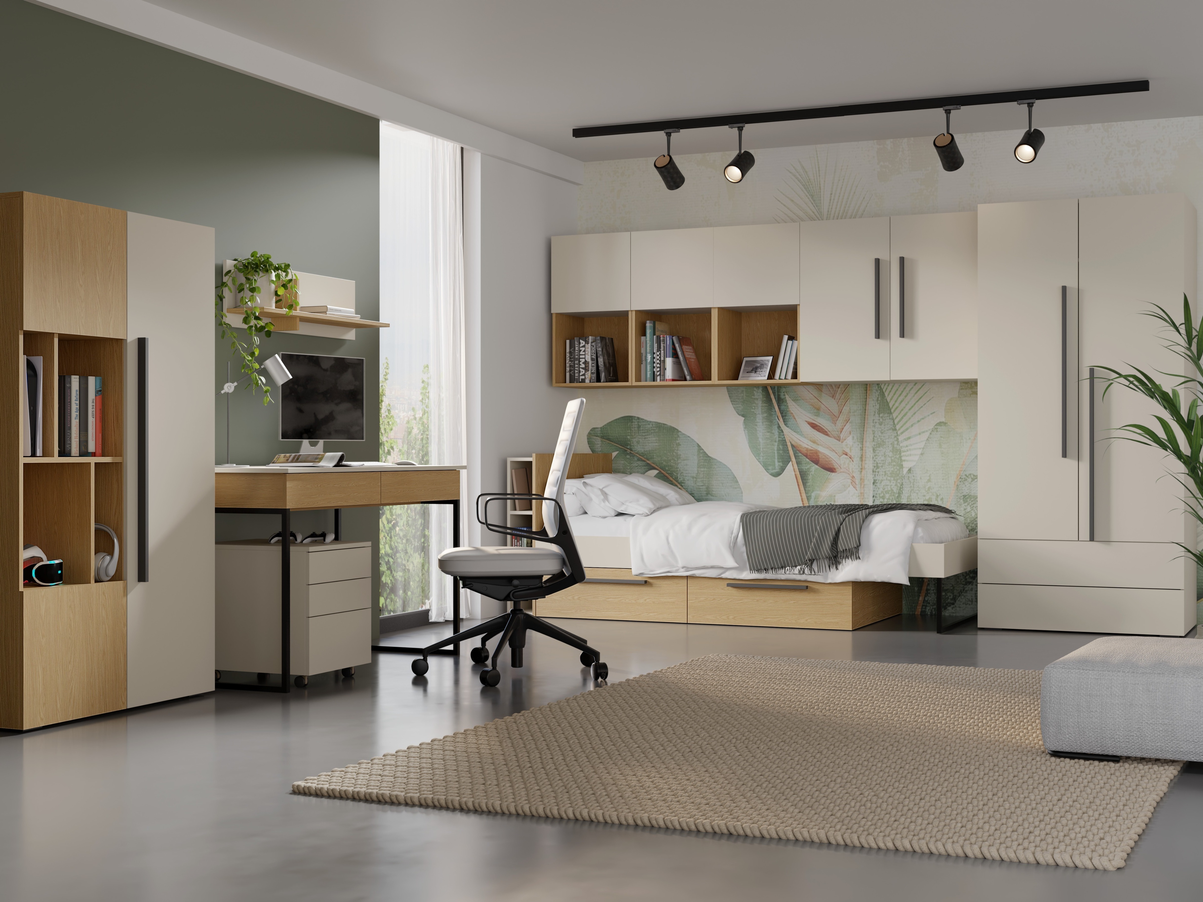 Bed Etruva 110 (Cashmere + Oak)