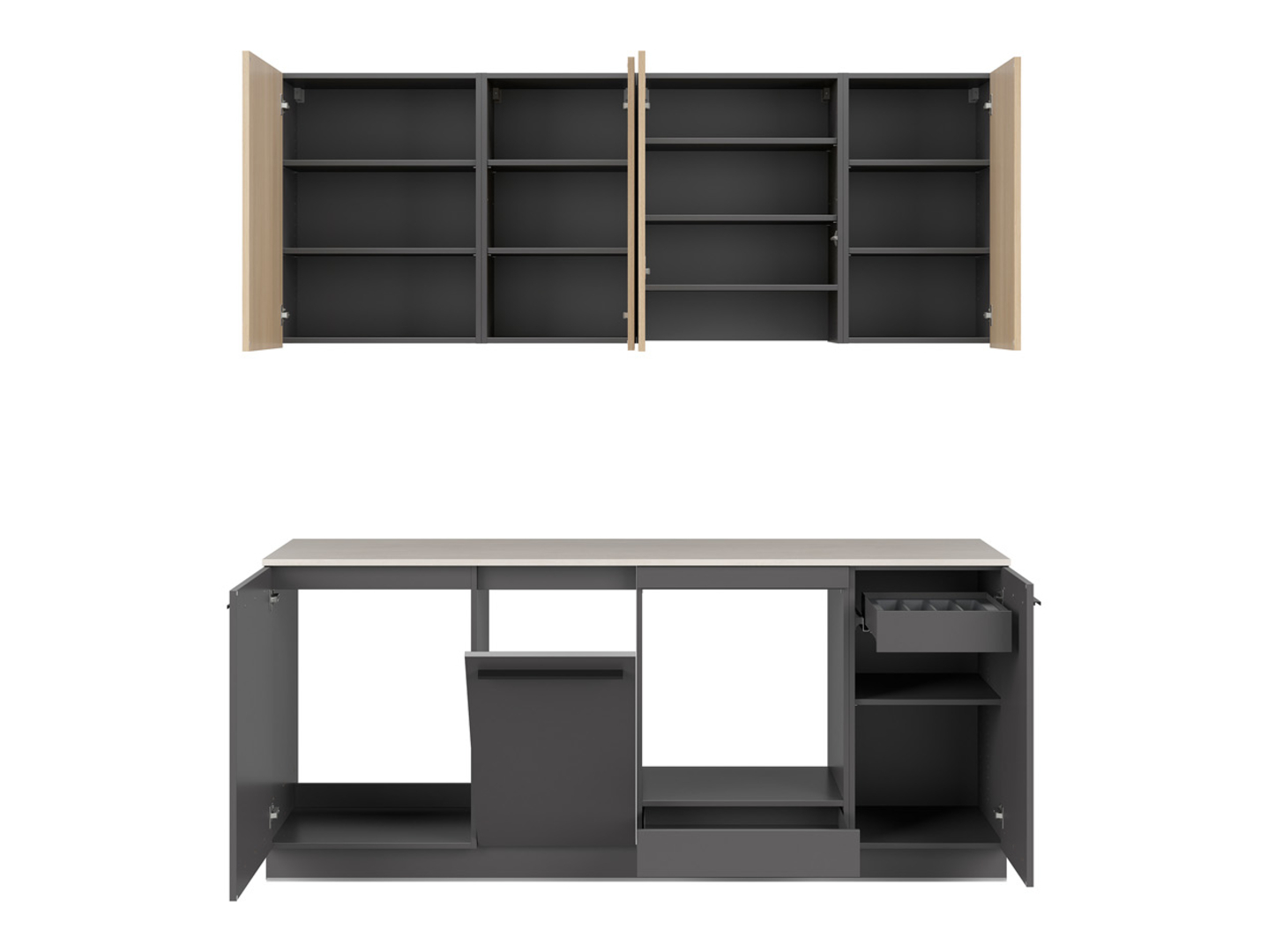 Kitchen set Boston 793 (Anthracite + Light oak)