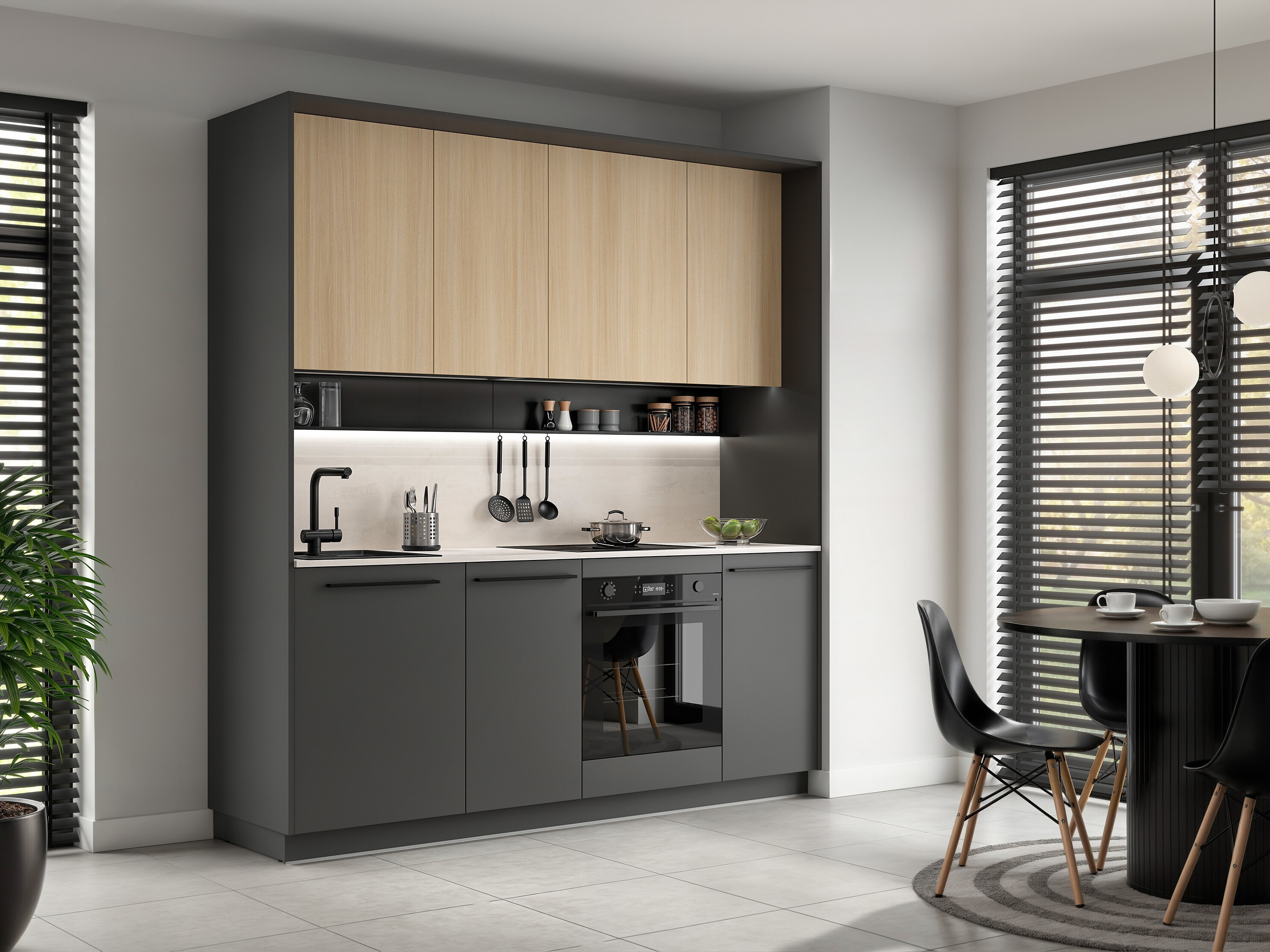 Kitchen set Boston 793 (Anthracite + Light oak)