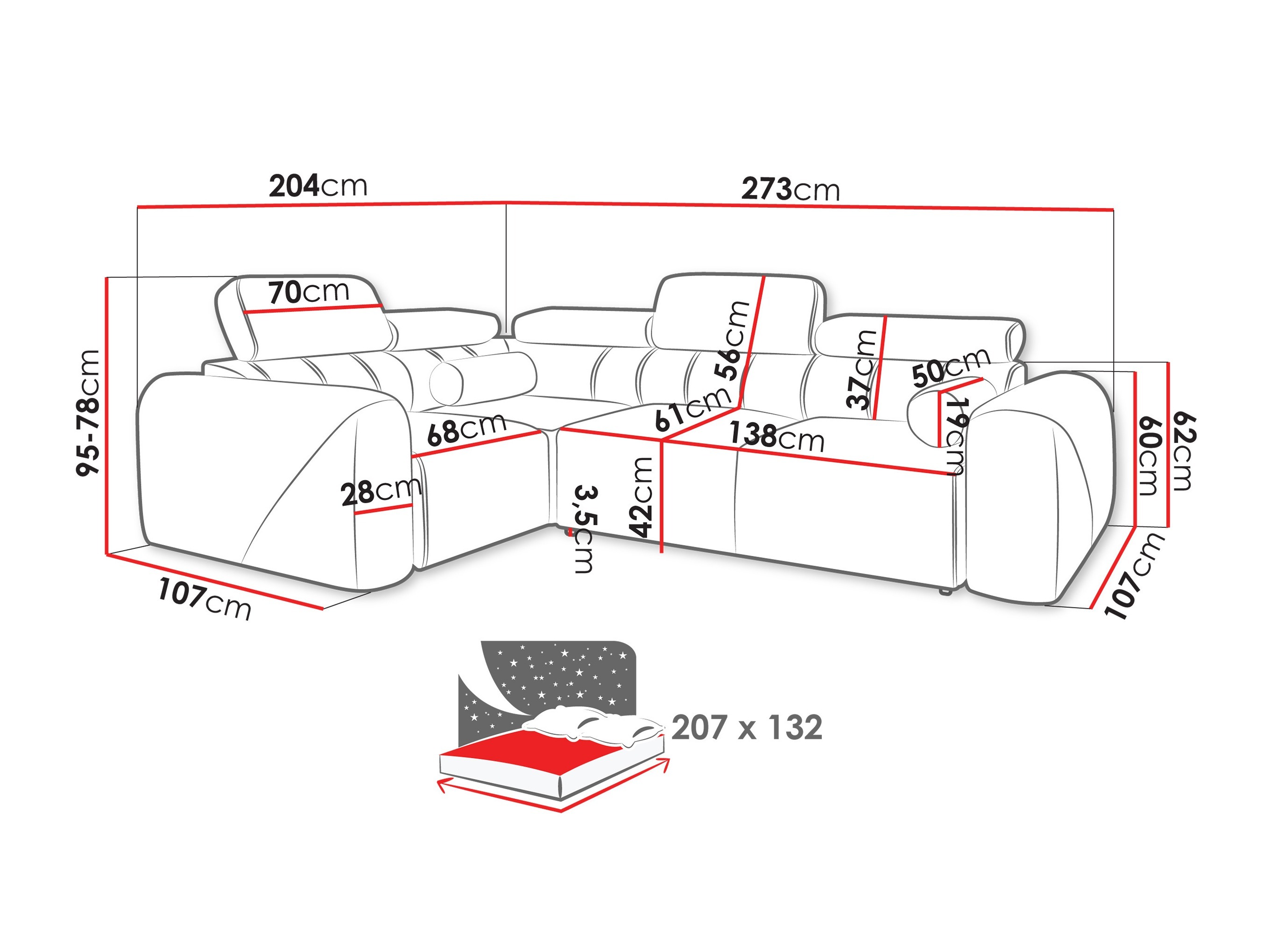 Corner sofa Sarasota 205 (Velo 623)